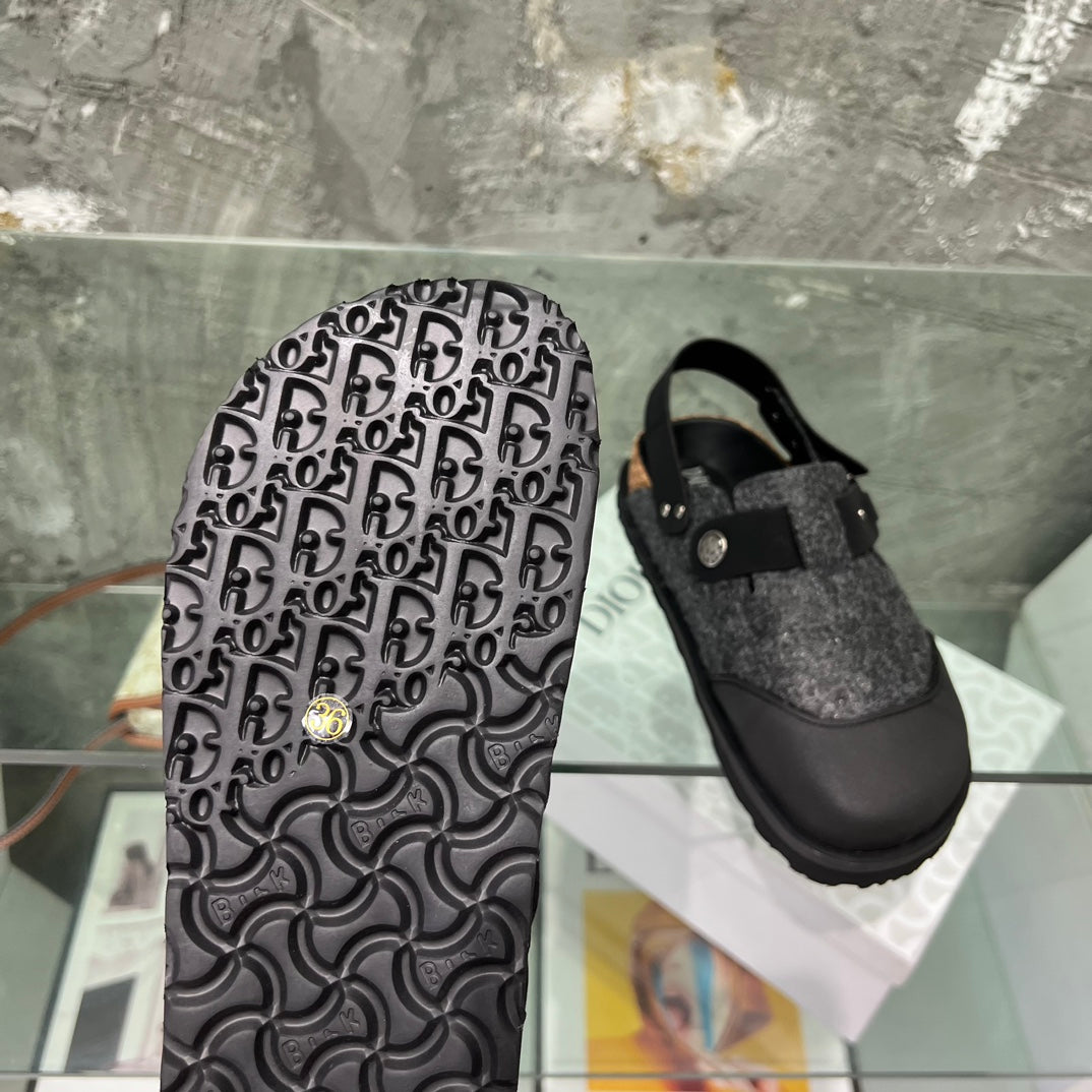 CD x Birkenstock Tokio Mule Grey Black Felt Coth