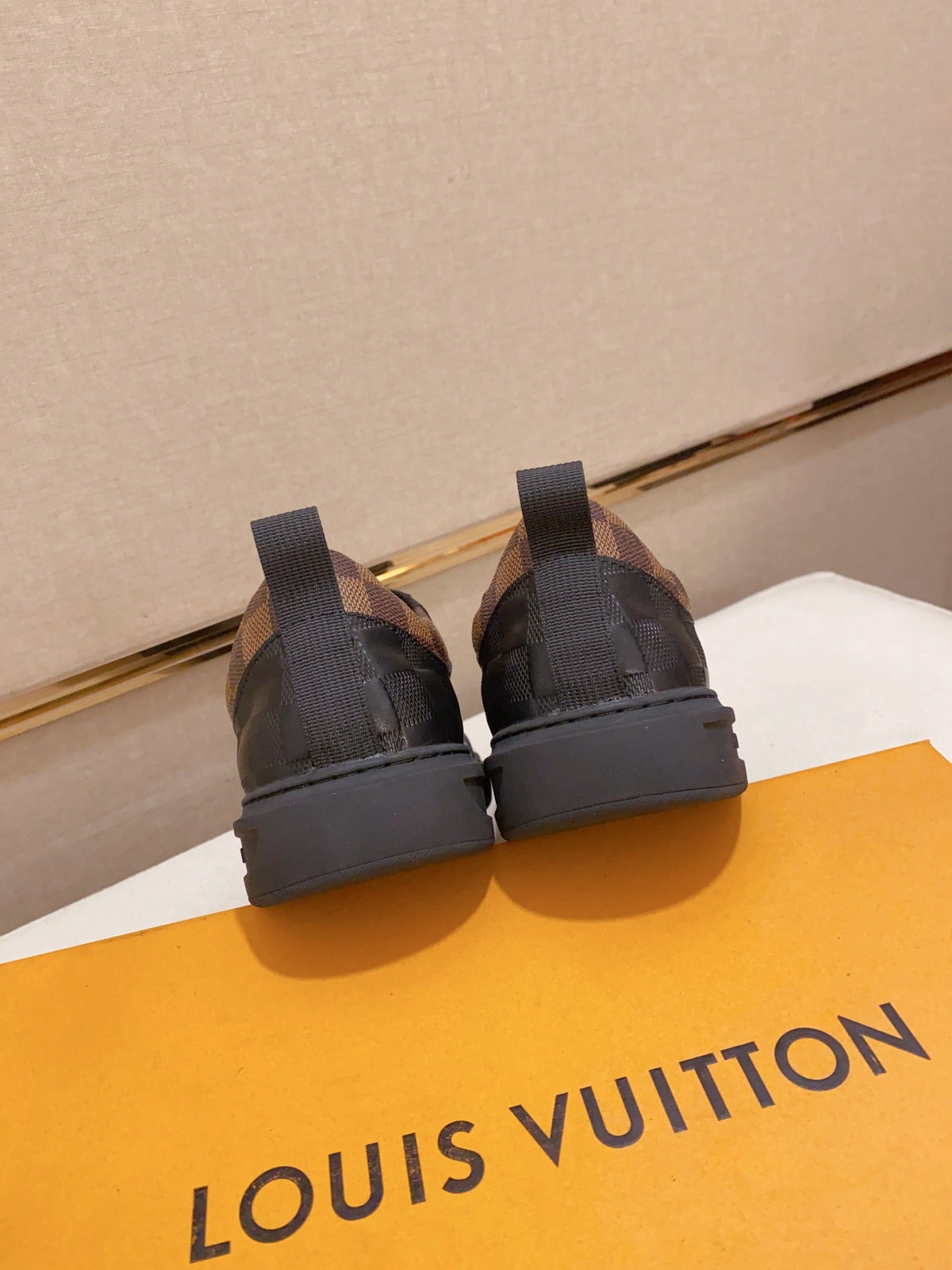 LV TRAINER SNEAKER BLACK DAMIER JACQUARD AND CALFSKIN