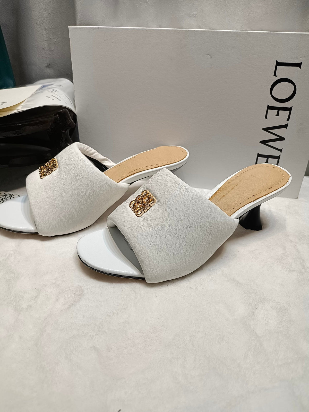 Loewe Anagram Padded Mule White Sheepskin