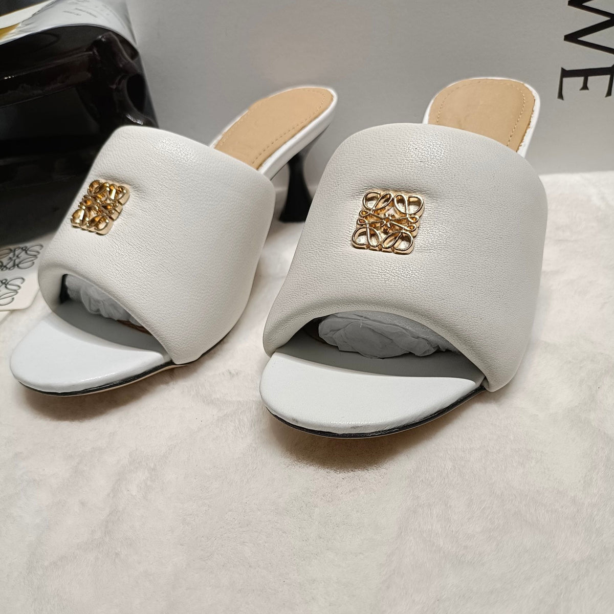 Loewe Anagram Padded Mule White Sheepskin