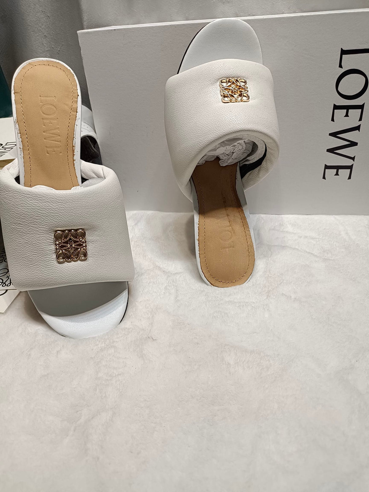 Loewe Anagram Padded Mule White Sheepskin