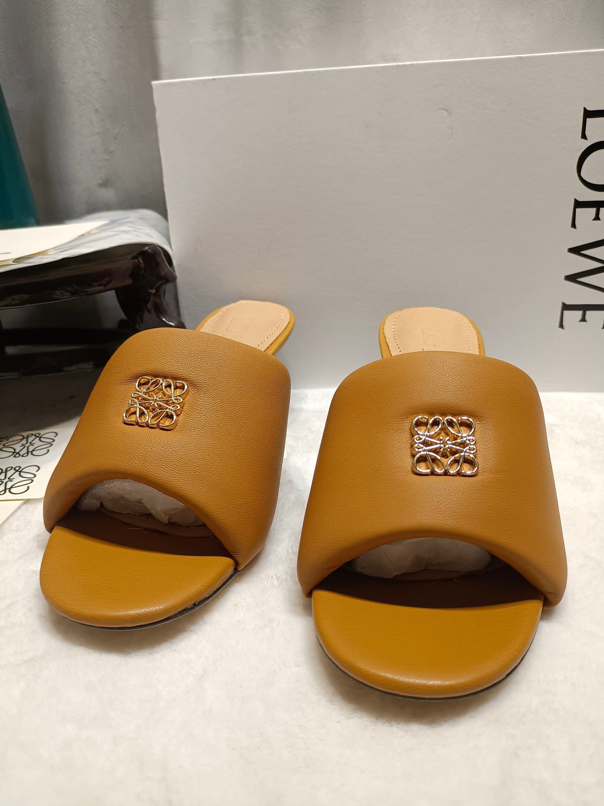 Loewe Anagram Padded Mule Brown Sheepskin