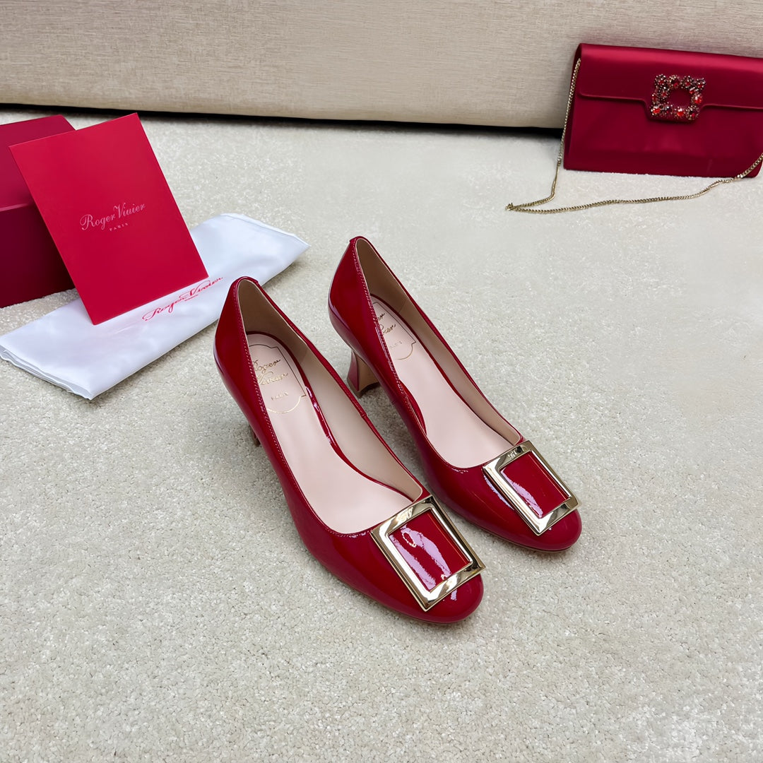 Belle Viv Edition Metal Buckle Pumps 65 Red Patent Leather