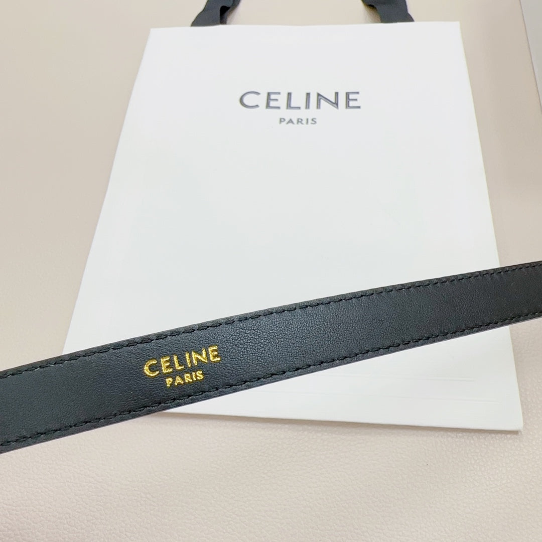 CEL Silver Buckle Belt 18mm Black Calfskin 176703