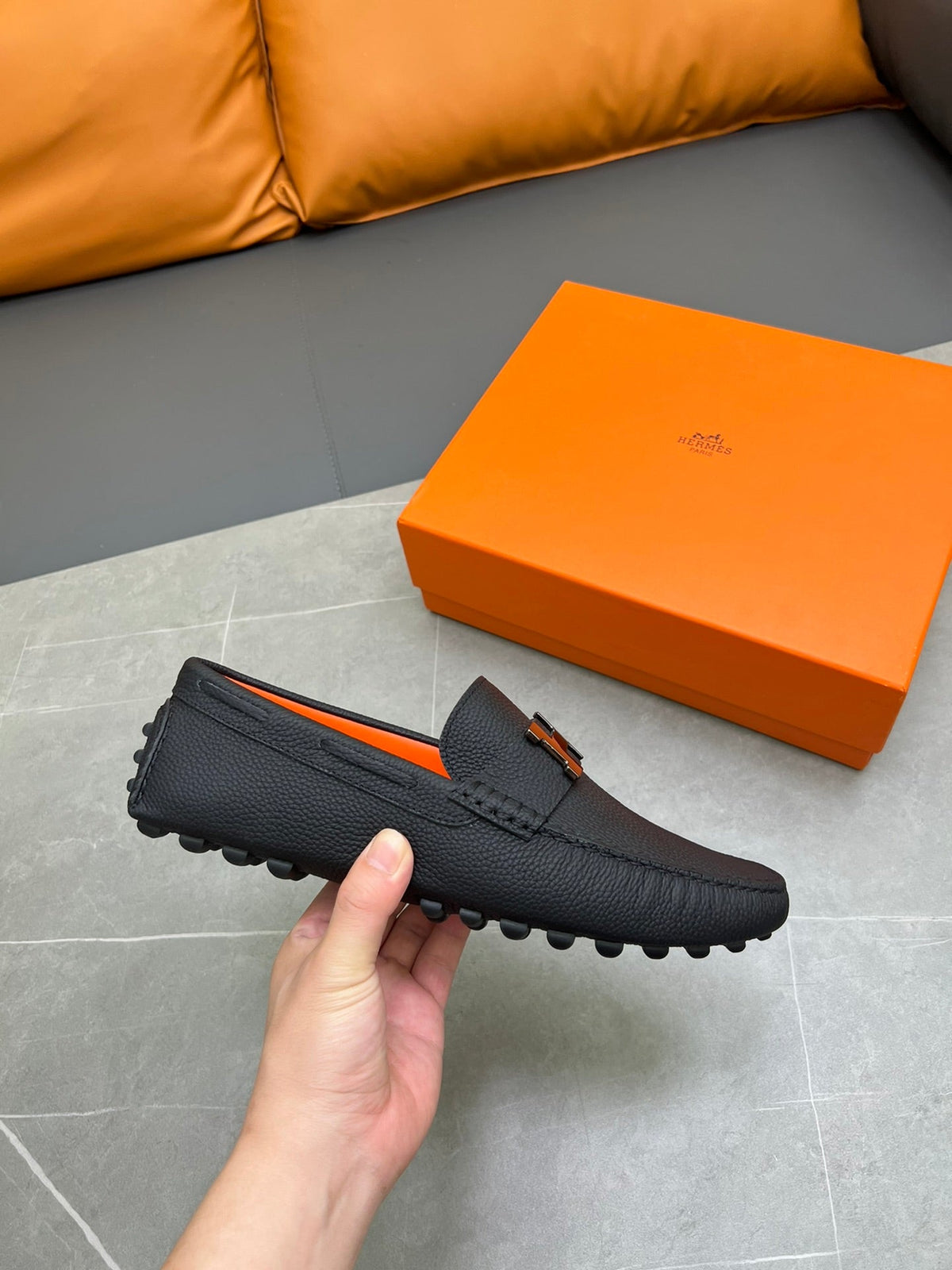 HM H-LOGO LOAFER BLACK CALFSKIN