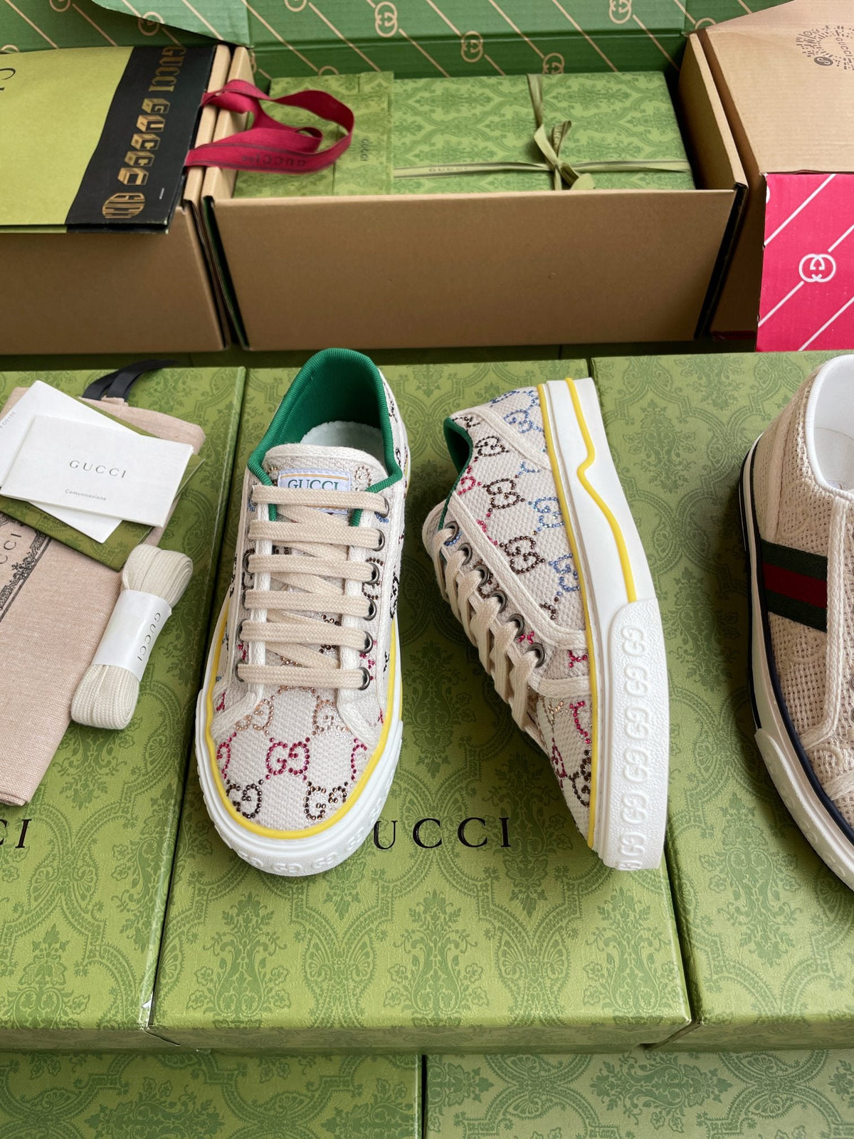 GG 26 Platform Sneaker Beige Multicolor Monogram Canvas 632833