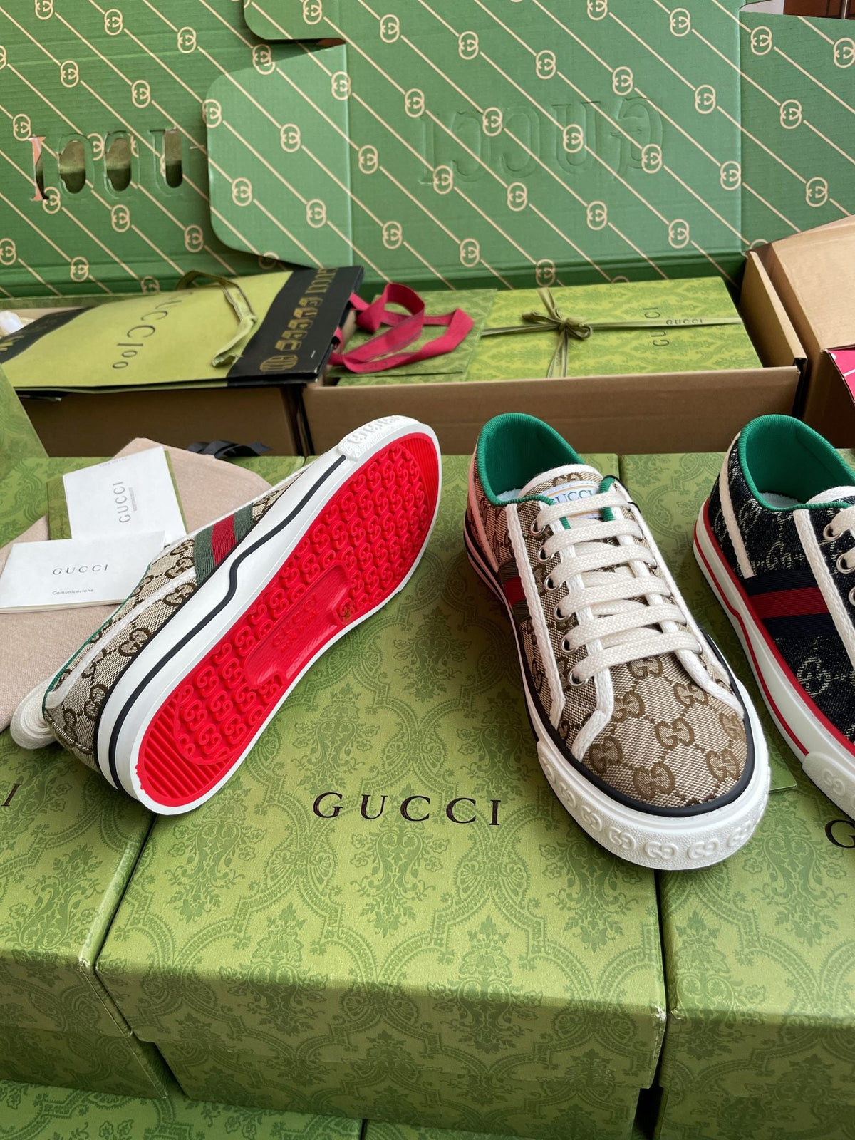 GG 26 Platform Sneaker Beige Brown Monogram Canvas 632834