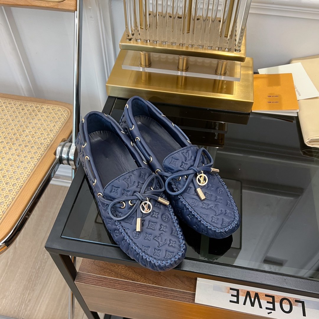 LV GLORIA FLAT LOAFER LOGO STAMPING DARK BLUE
