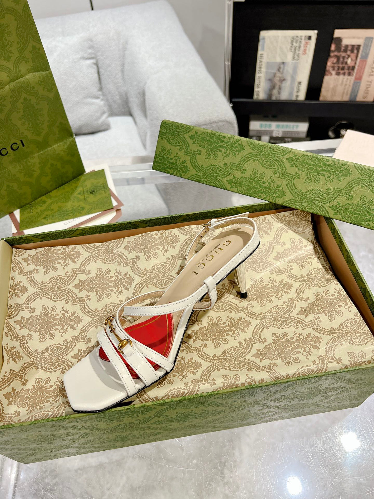 HIGH HEEL 65MM IN WHITE CALFSKIN WITH RED HEART