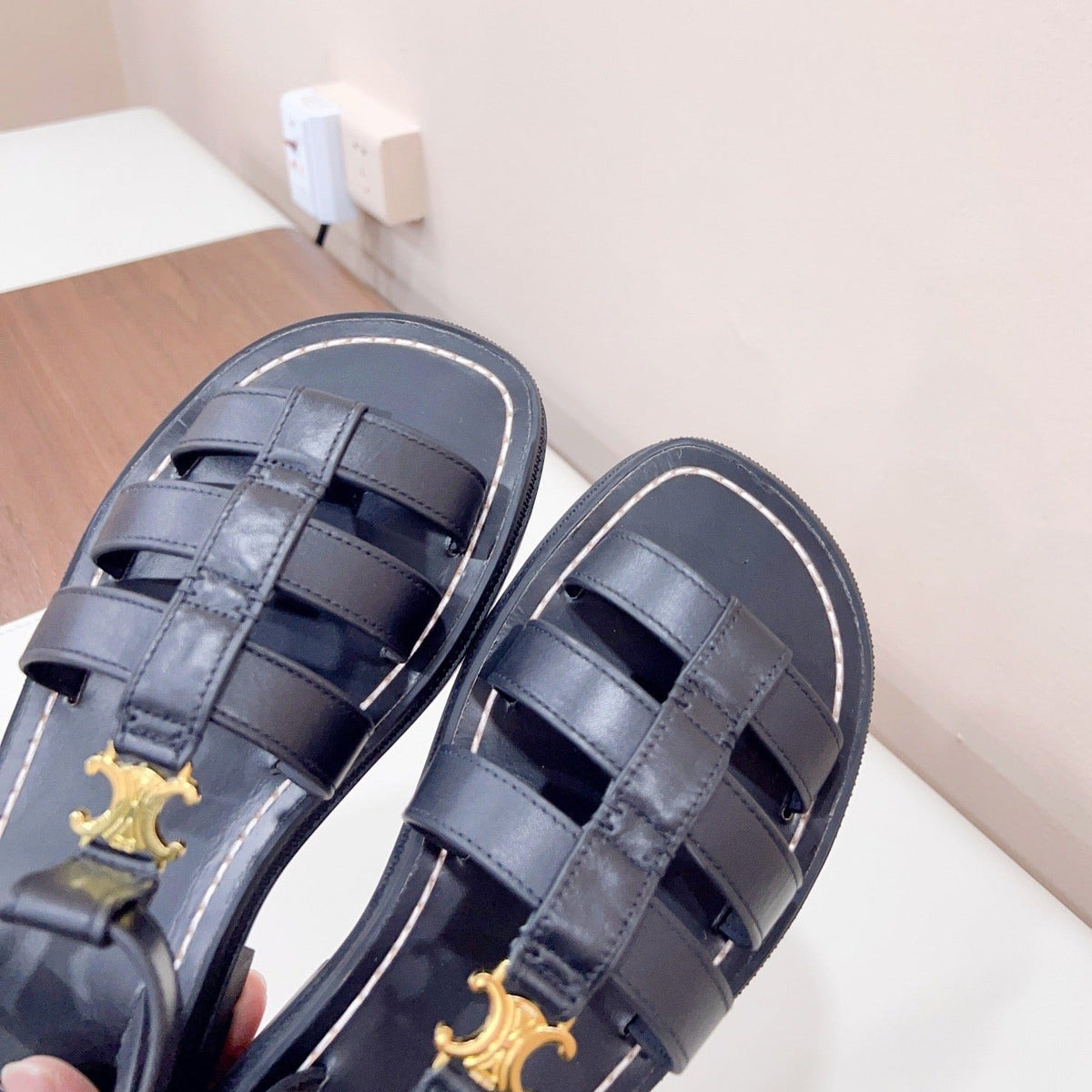 LYMPIA GLADIATOR SANDAL IN CALFSKIN BLACK