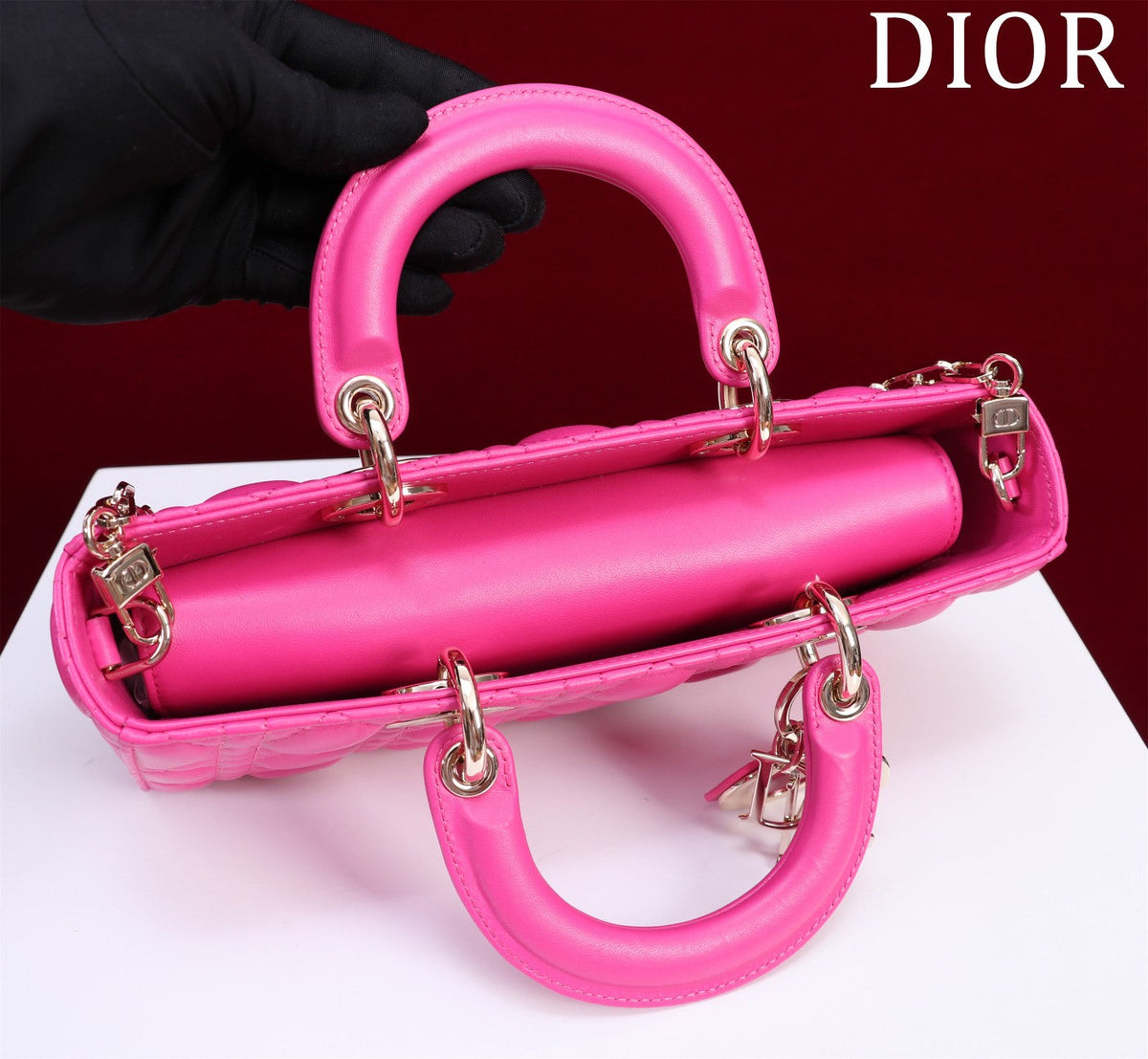 medium lady d-joy 26 pink lambskin