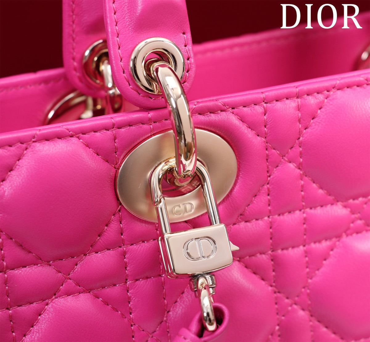 medium lady d-joy 26 pink lambskin