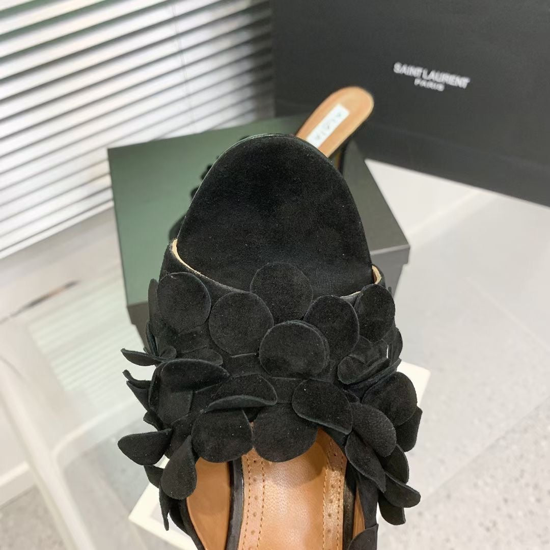 Alaia Confetti Leather Mules Black Sheepskin Cowhide 293166