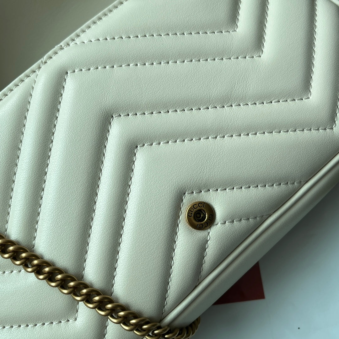 gg marmont 21cm white calfskin gold hardware