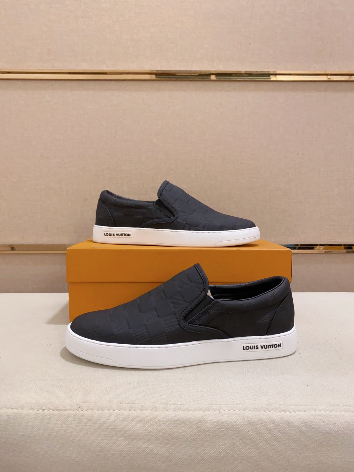 LV LOAFER IN BLACK DAMIER SHEEPSKIN