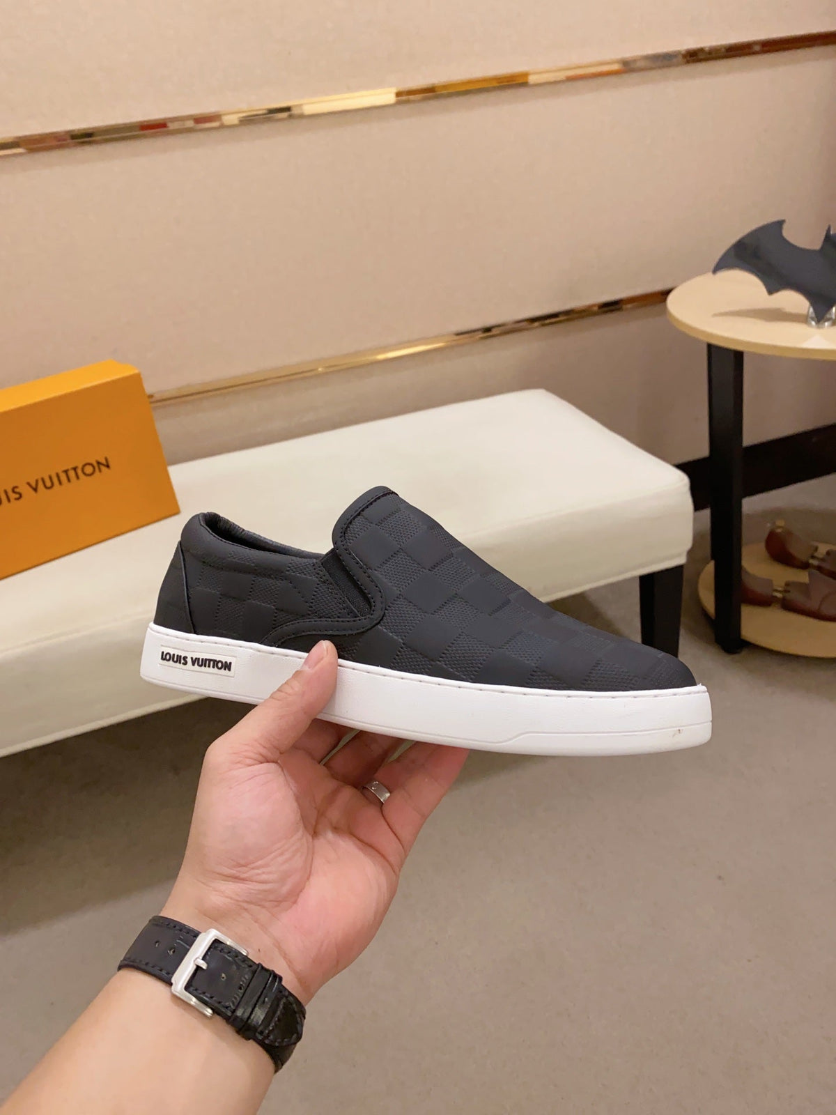 LV LOAFER IN BLACK DAMIER SHEEPSKIN