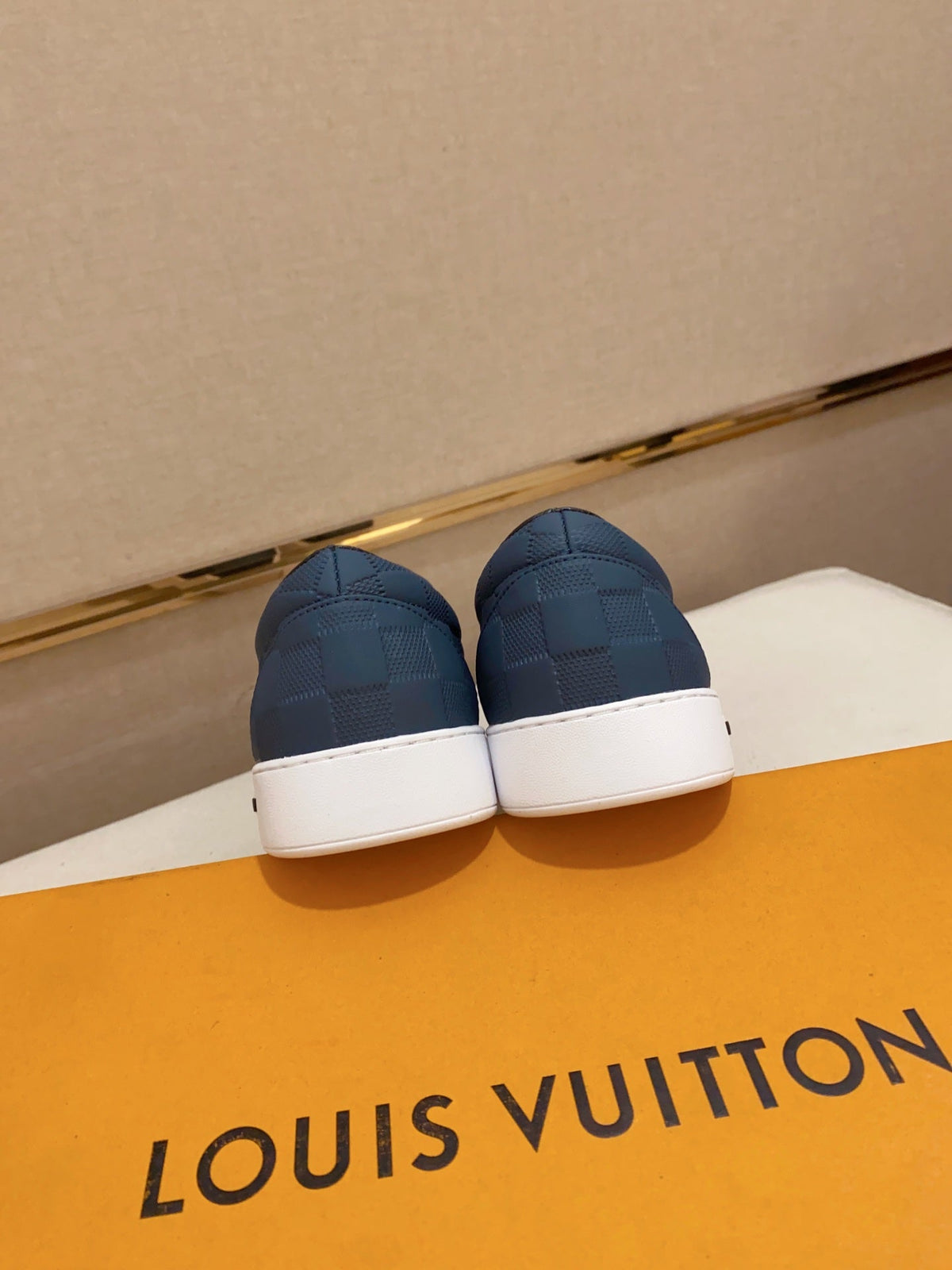 LV LOAFER IN NAVY BLUE DAMIER SHEEPSKIN