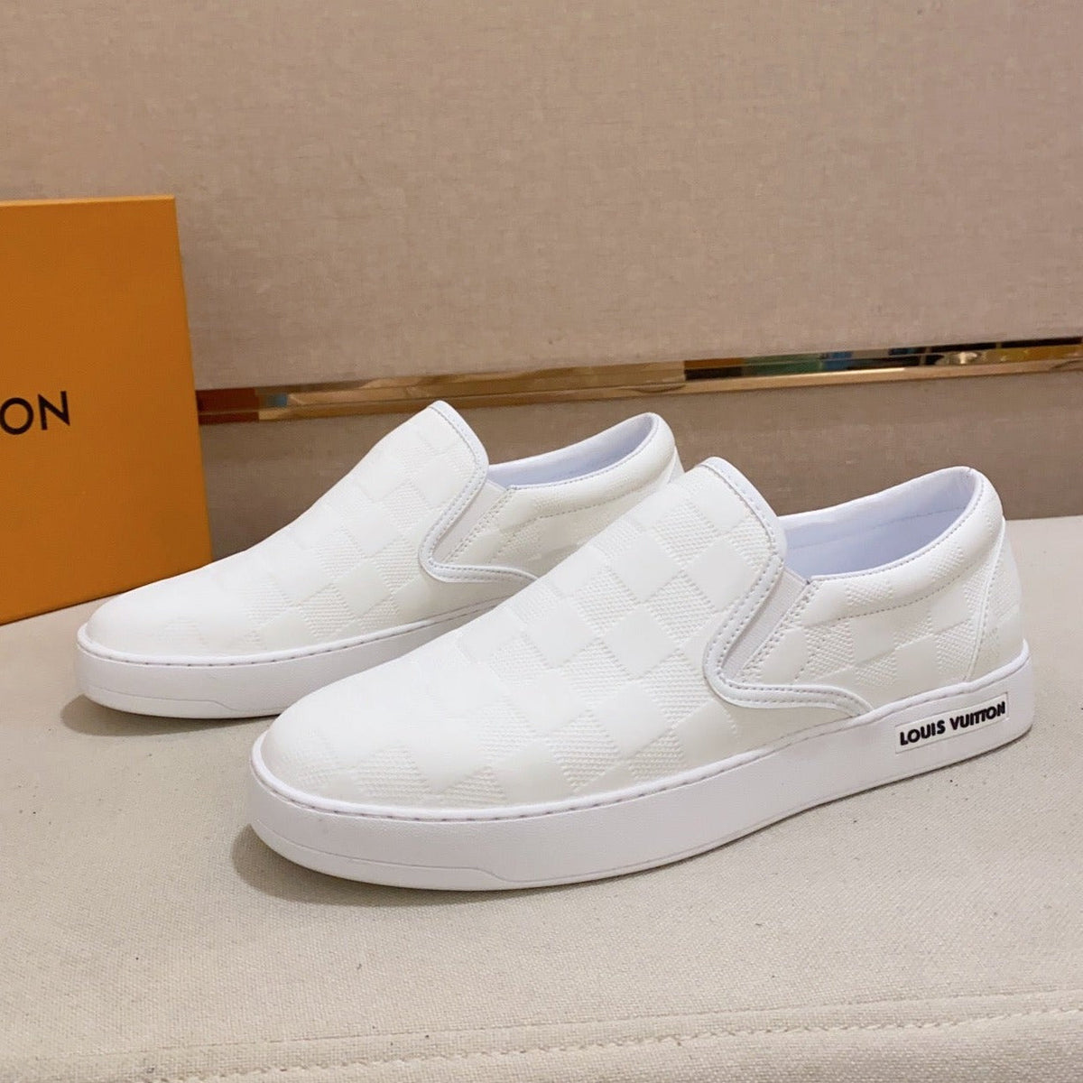 LV LOAFER IN WHIITE DAMIER SHEEPSKIN