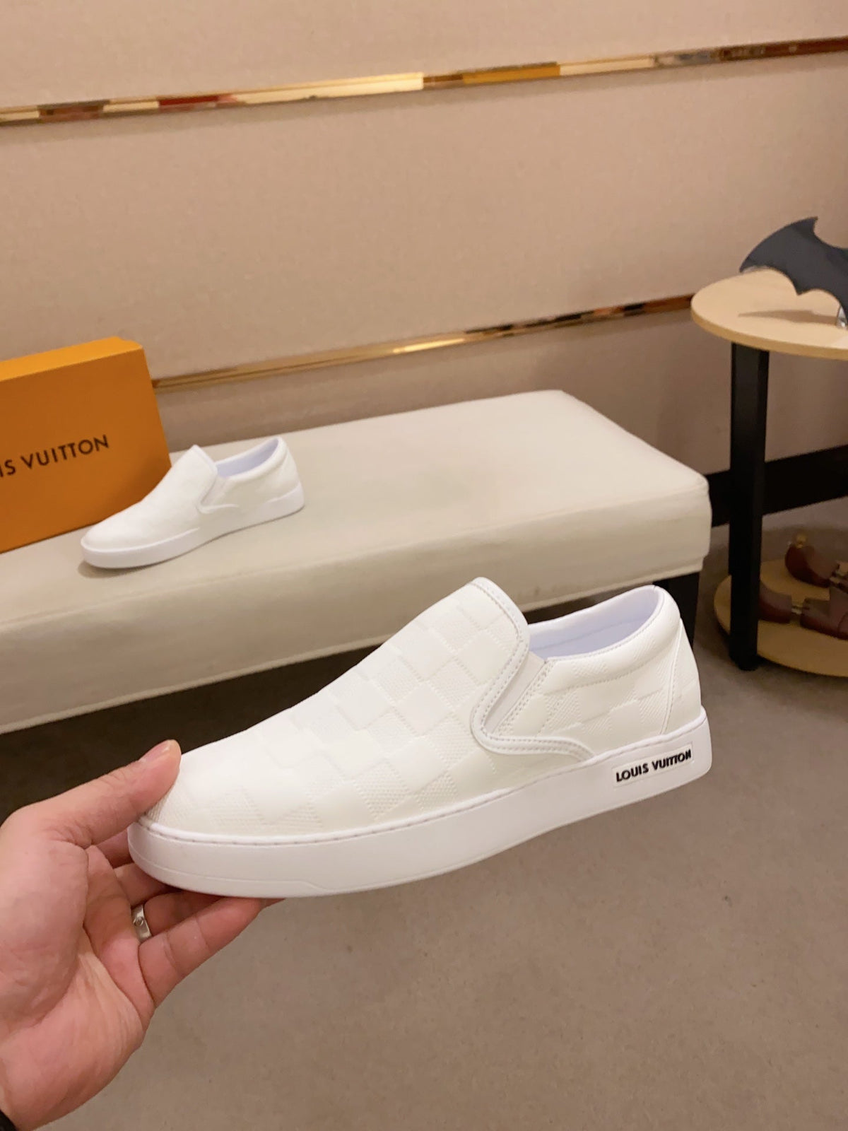 LV LOAFER IN WHIITE DAMIER SHEEPSKIN