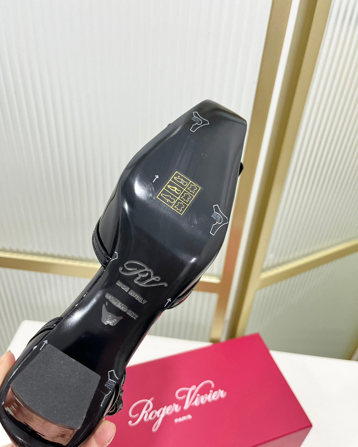 Trompette Metal Buckle Slingback Pump 45 Black Patent Leather