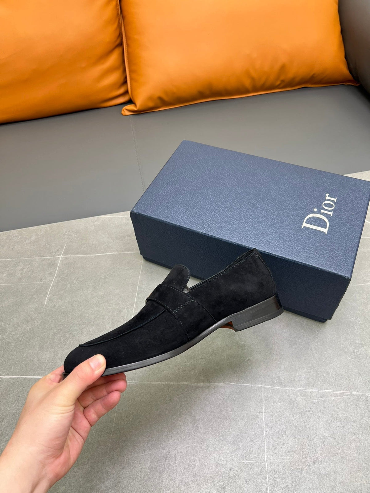 CD SYMBOL GRANVILLE EDGE BEADS LOAFER BLACK SUEDE