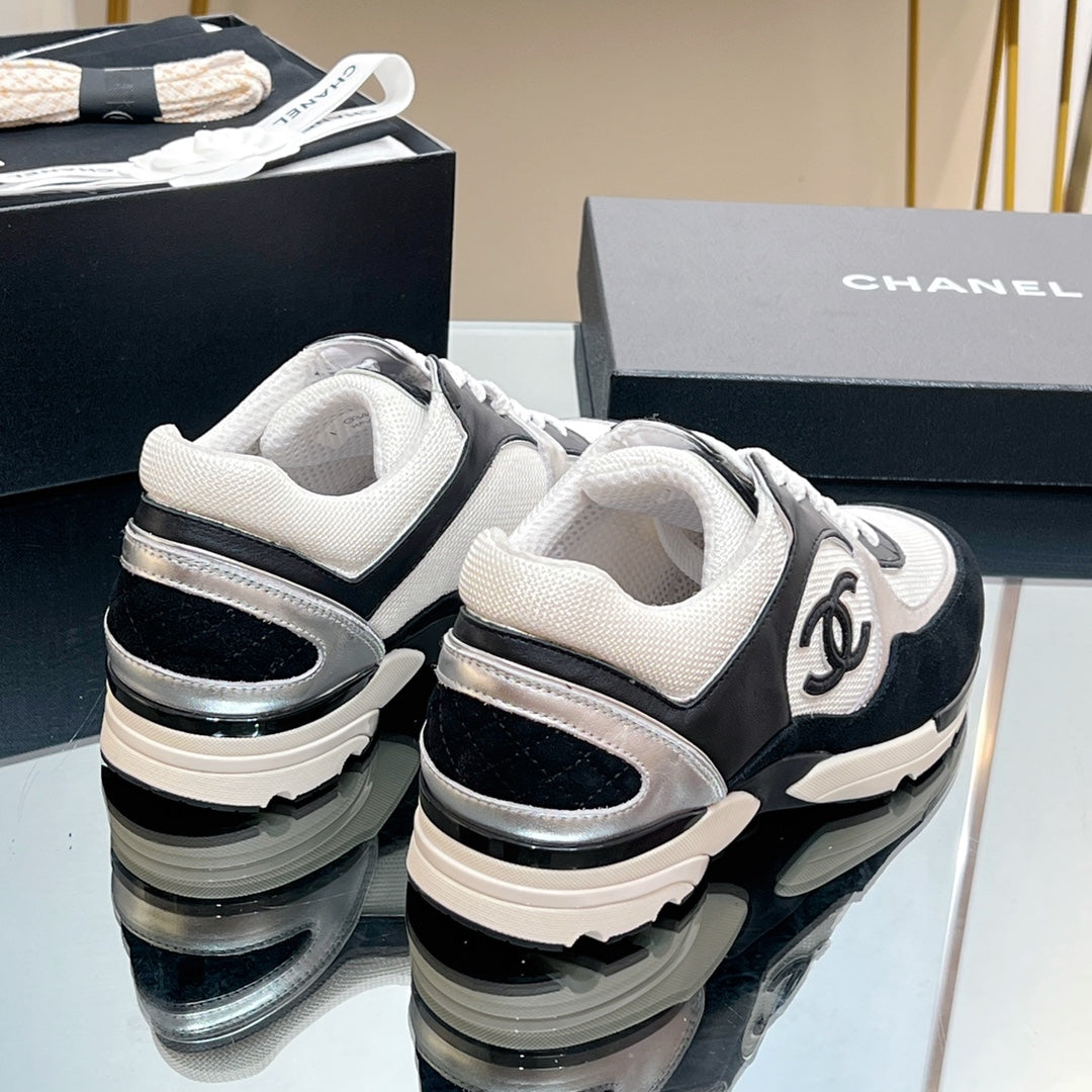 CC Sneaker In Black Mesh Fabric Print Logo 149842