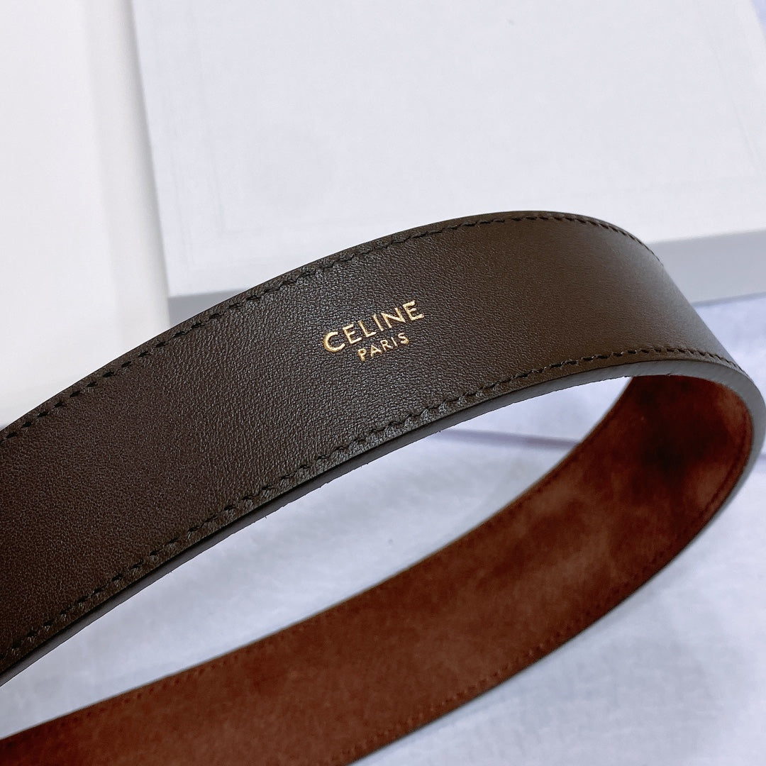 CL LARGE 35 MM BELT IN CHOCOLATE BROWN SUEDE GOLD HARDWARE