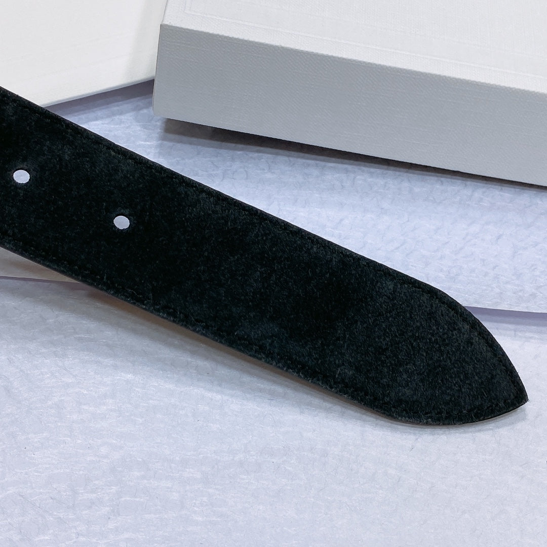 CL LARGE 35 MM BELT IN BLACK CALFSKIN GOLD HARDWARE
