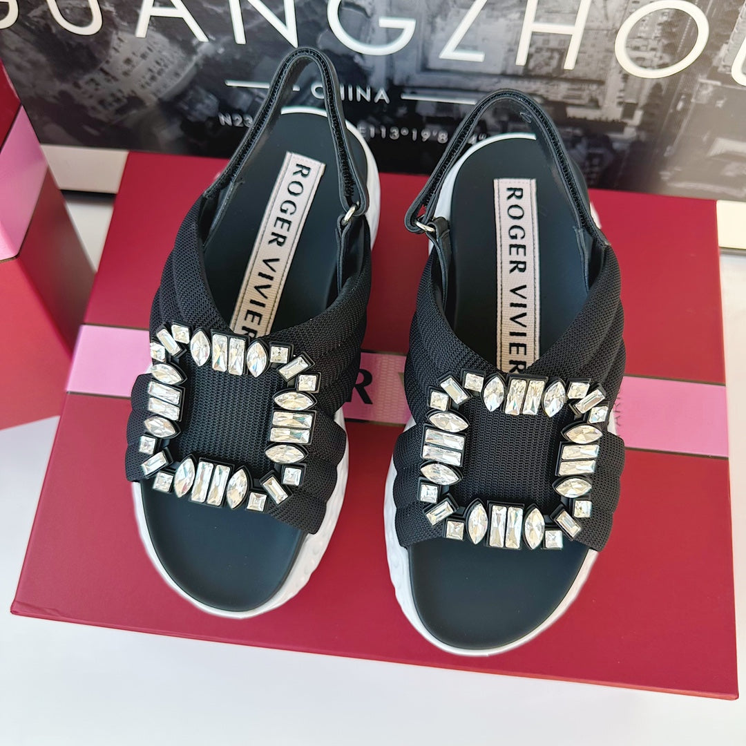 Viv Diamond Sandals Black Fabric 560521