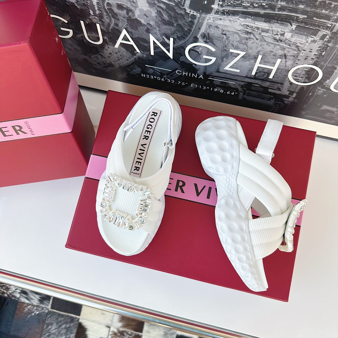 Viv Diamond Sandals White Fabric 560524