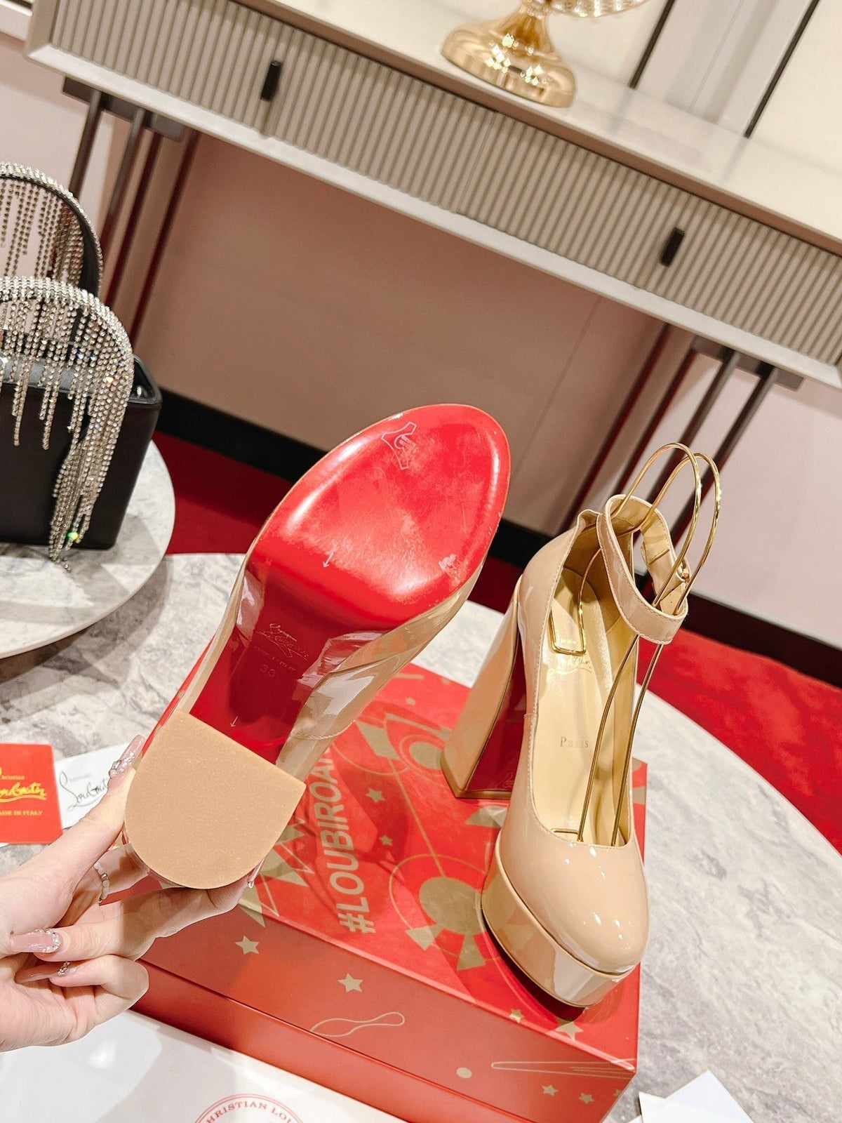 CL Platforms Movida Jane 130 mm Patent Leather Nude
