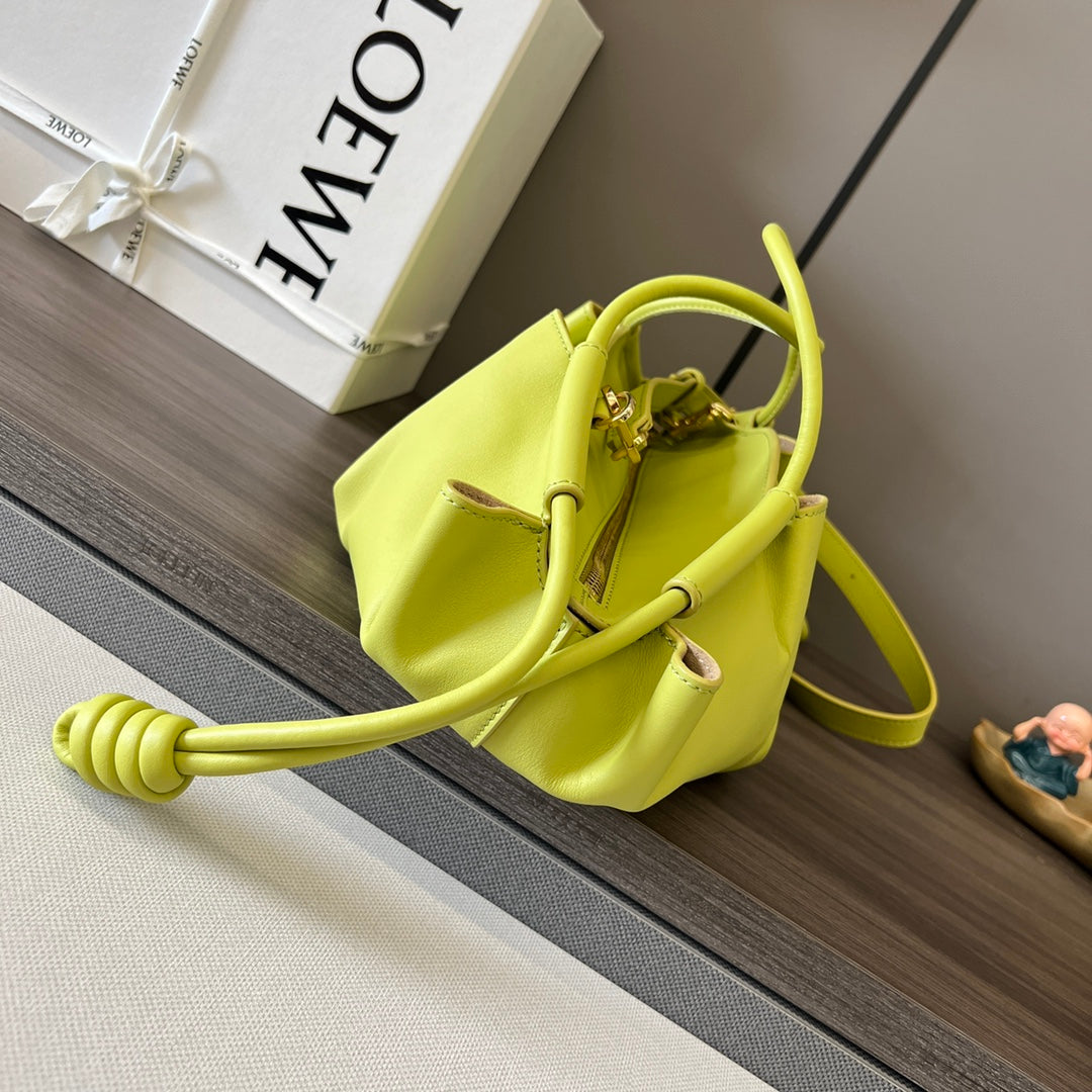 Loewe Small Dumpling Bag 35 Lemon Yellow Calfskin 280647
