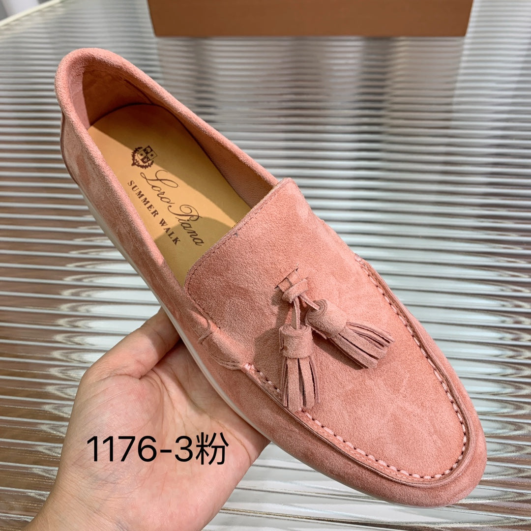 lp dot sole walk loafer brownish pink suede