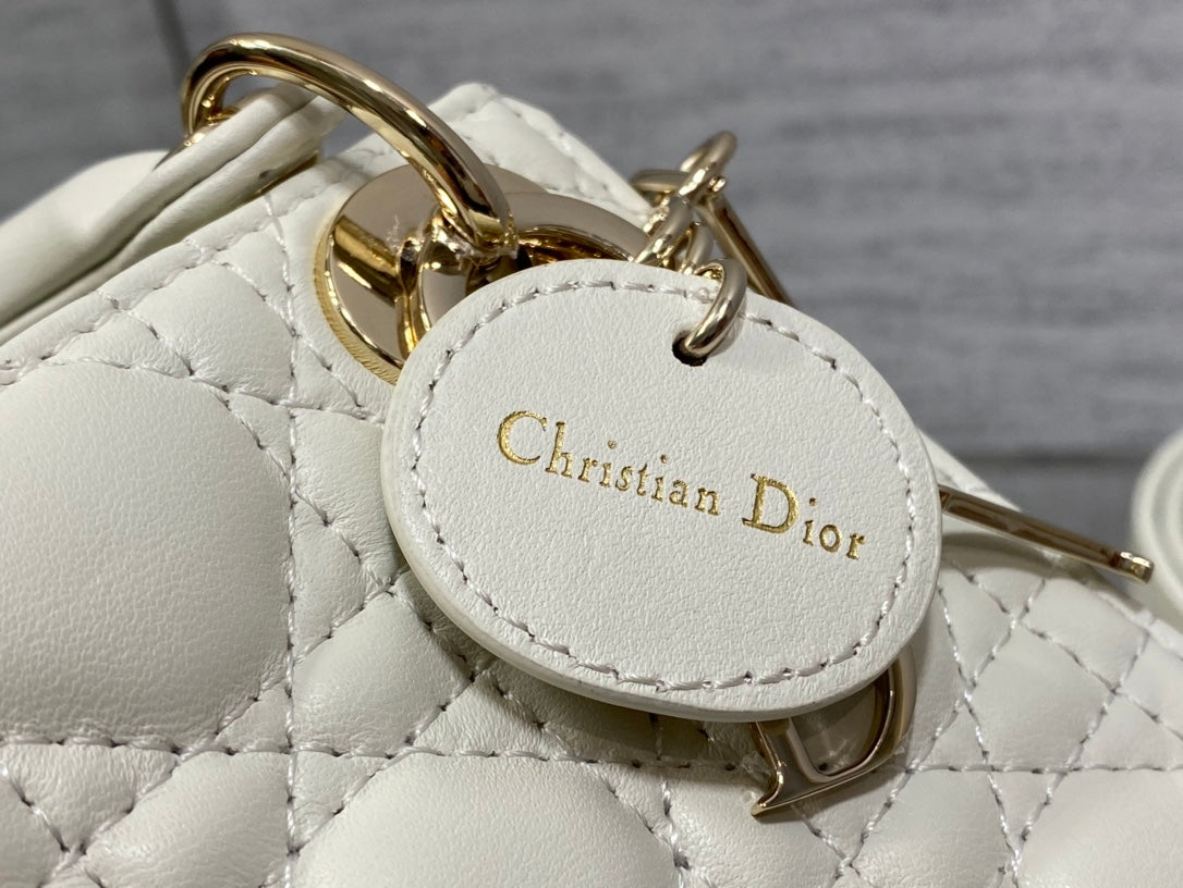 micro lady white lambskin ghw