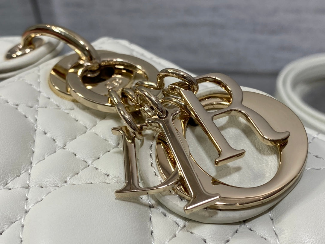 micro lady white lambskin ghw