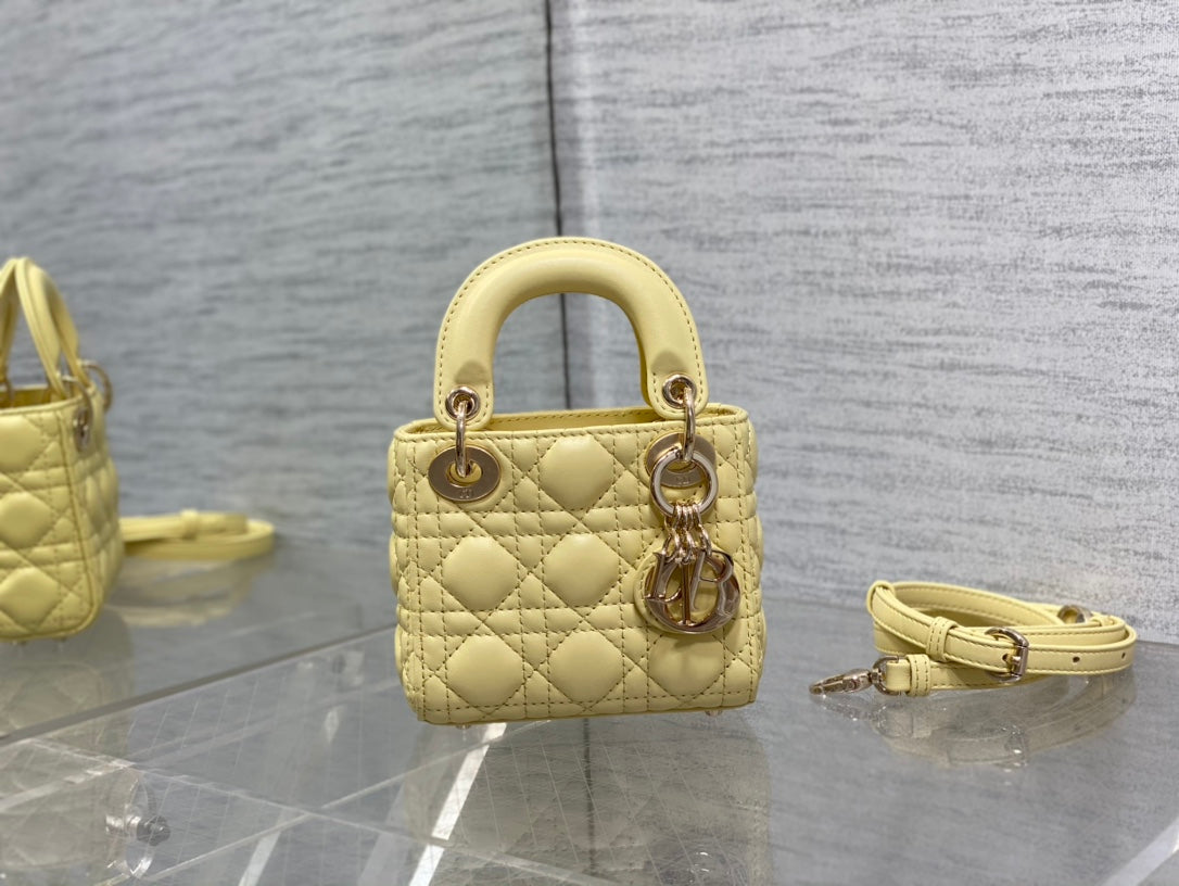 micro lady 12 yellow lambskin ghw
