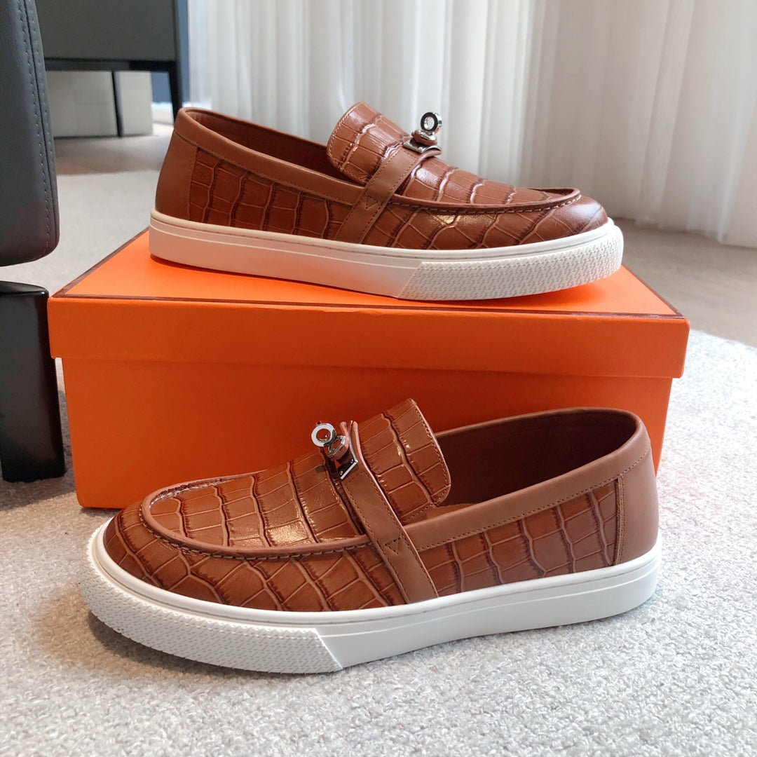 HM GAME SLIP-ON CROCODILE MOTIF SNEAKER FIRE CALFSKIN