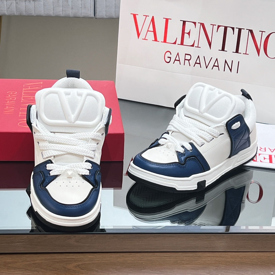 OPEN SKATE SNEAKER IN WHITE MIX NAVY BLUE CALFSKIN