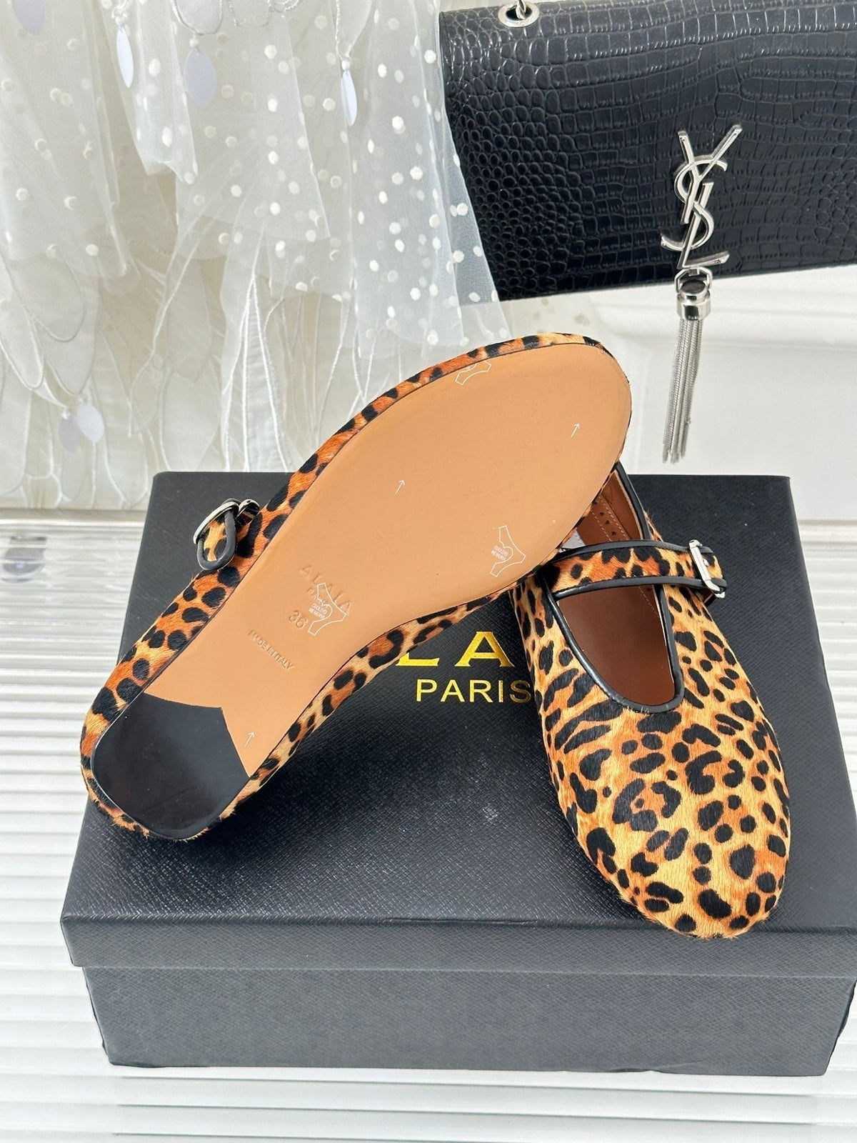 Alaia 25 Mary Jane Ballet Flat Leopard Calfskin 293239