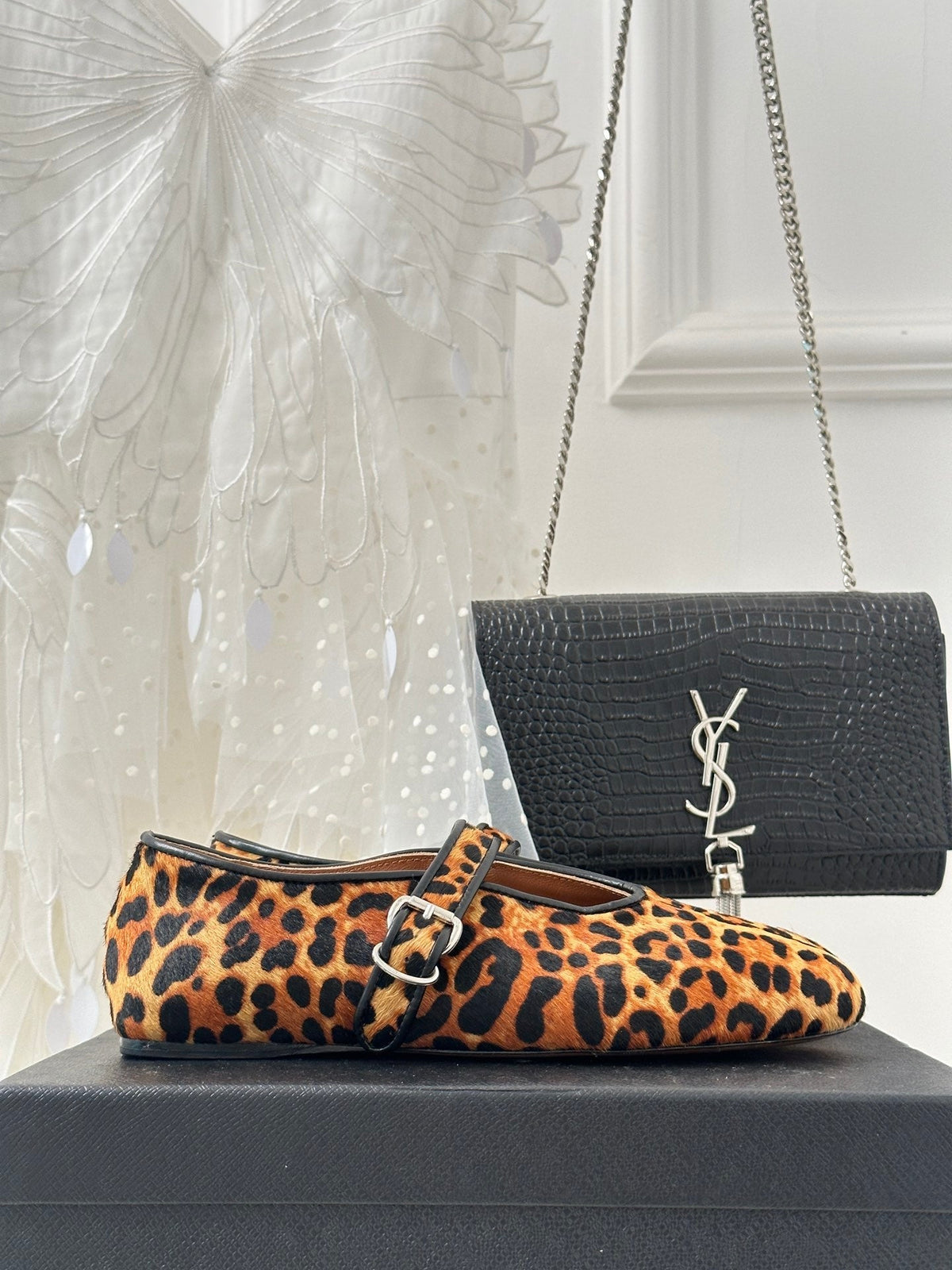 Alaia 25 Mary Jane Ballet Flat Leopard Calfskin 293239
