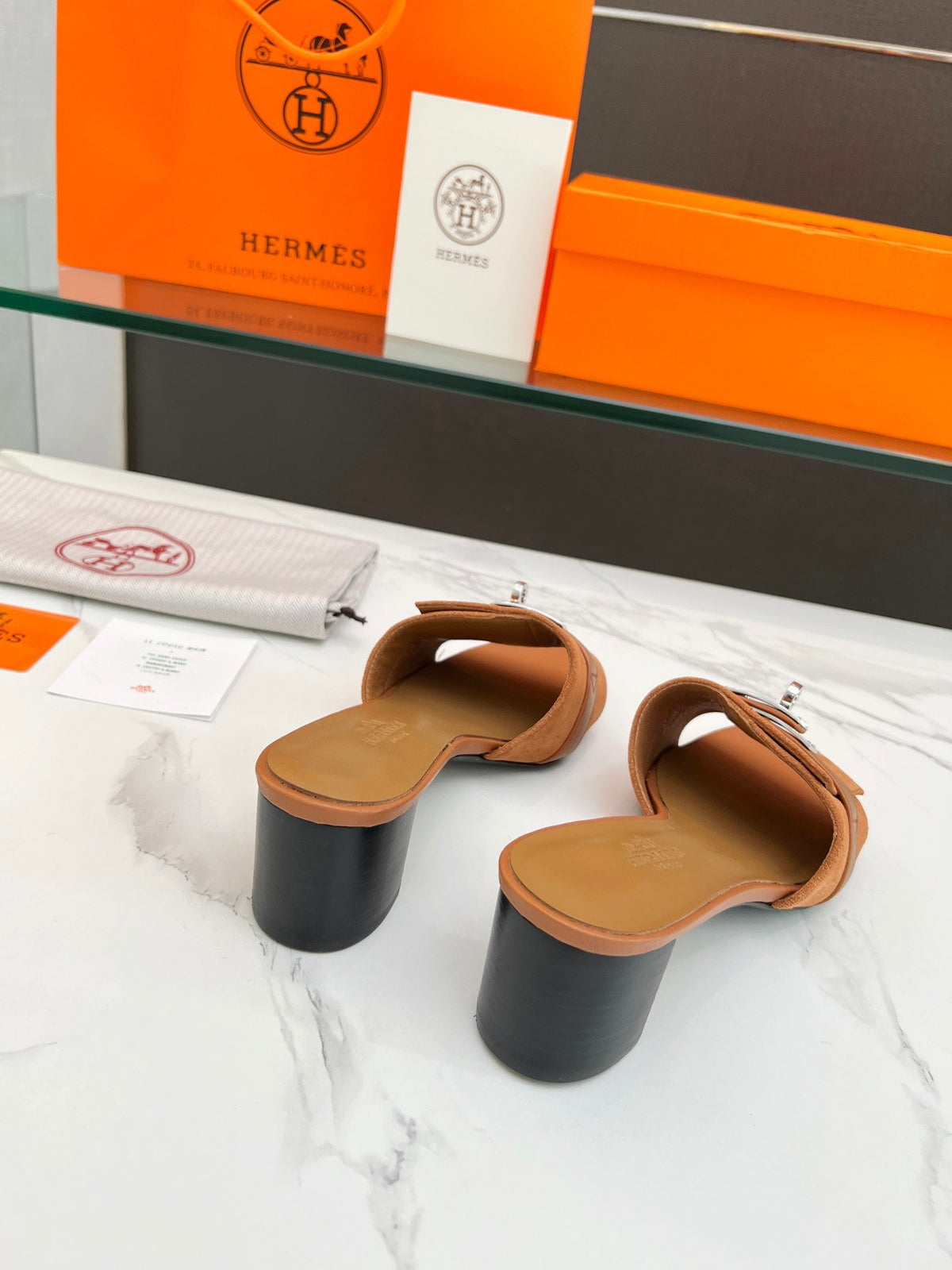 Gigi 50 Sandal Tan Suede Tan Calfskin