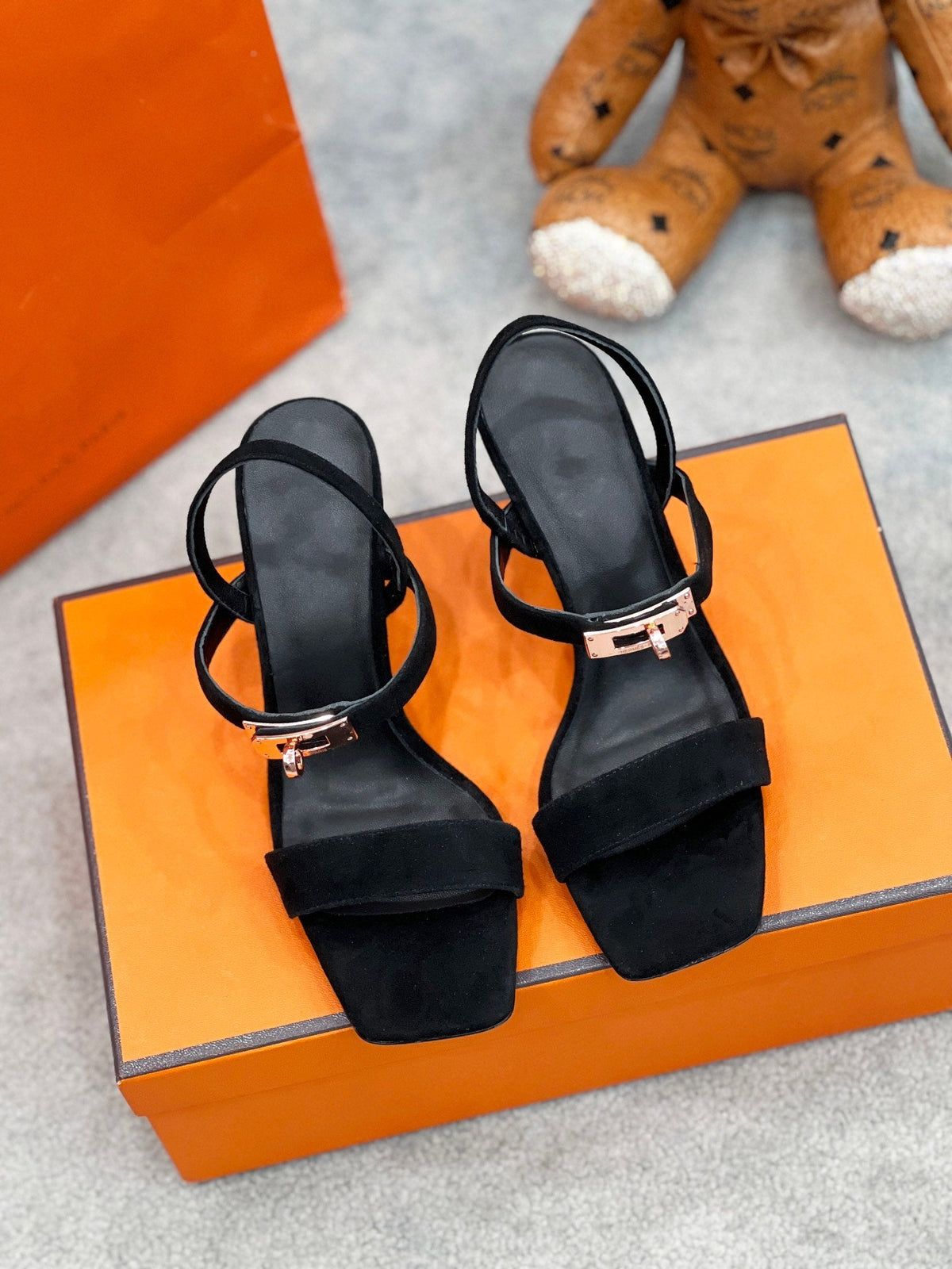 Glamour 75 Sandal Black Suede