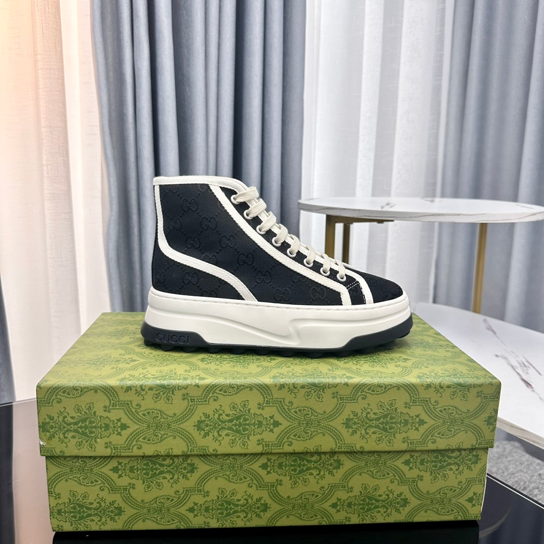 GG HIGH TOP SNEAKER FLATFORM BLACK CANVAS