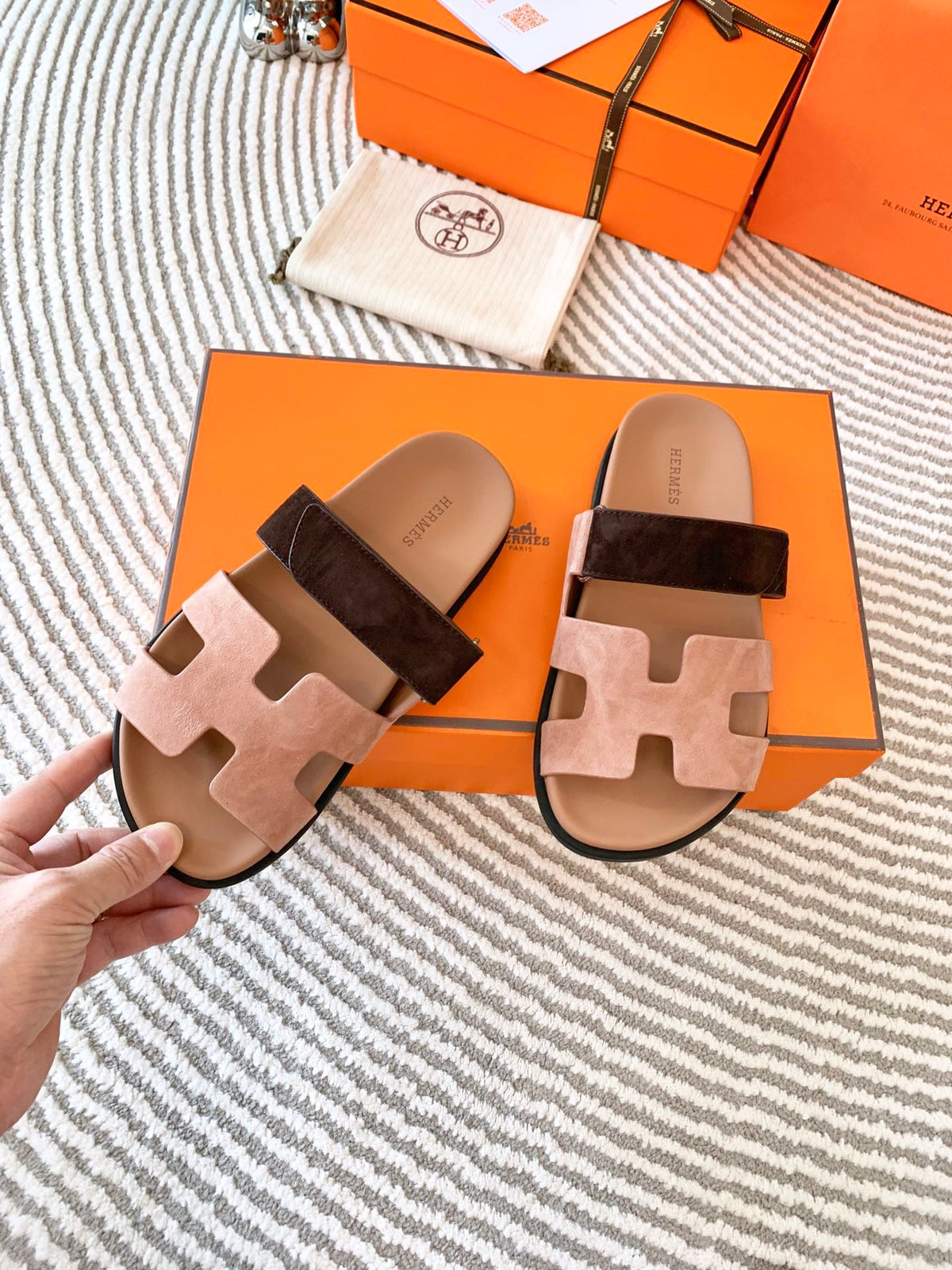 HM Chypre Sandal Light Pink Mix Dark Brown Suede 963532