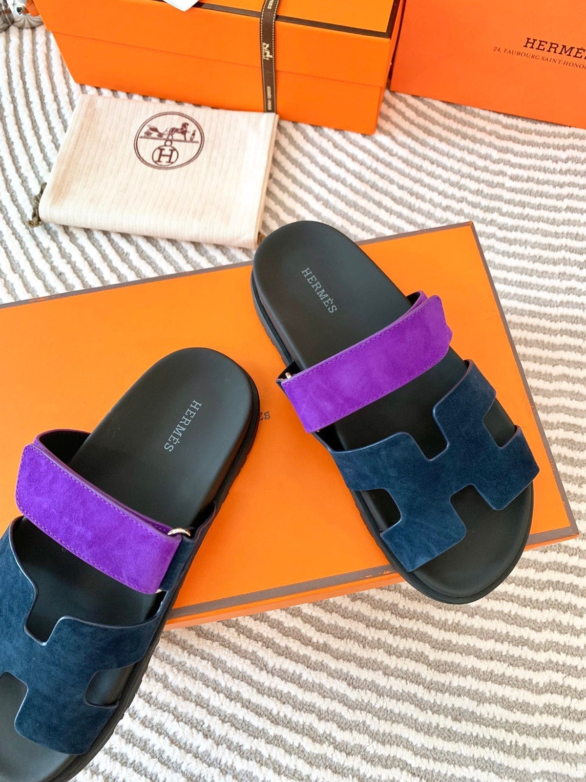 HM Chypre Sandal Blue Black Mix Purple Suede 963533