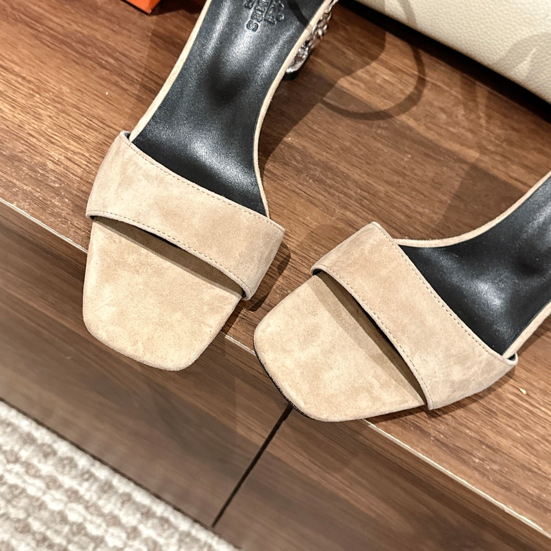 GLAM SANDAL 60 LIGHT BROWN SUEDE