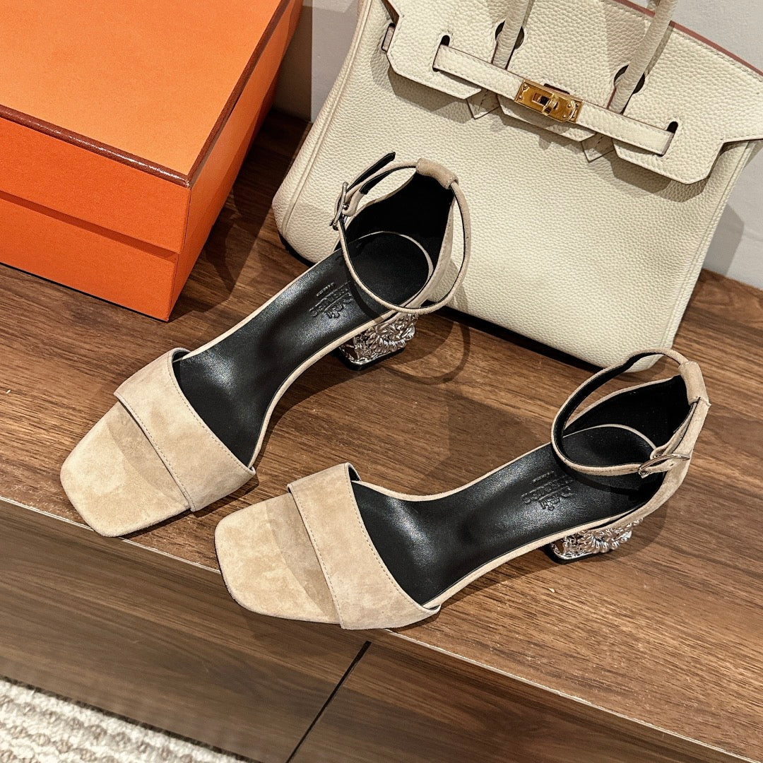 GLAM SANDAL 60 LIGHT BROWN SUEDE