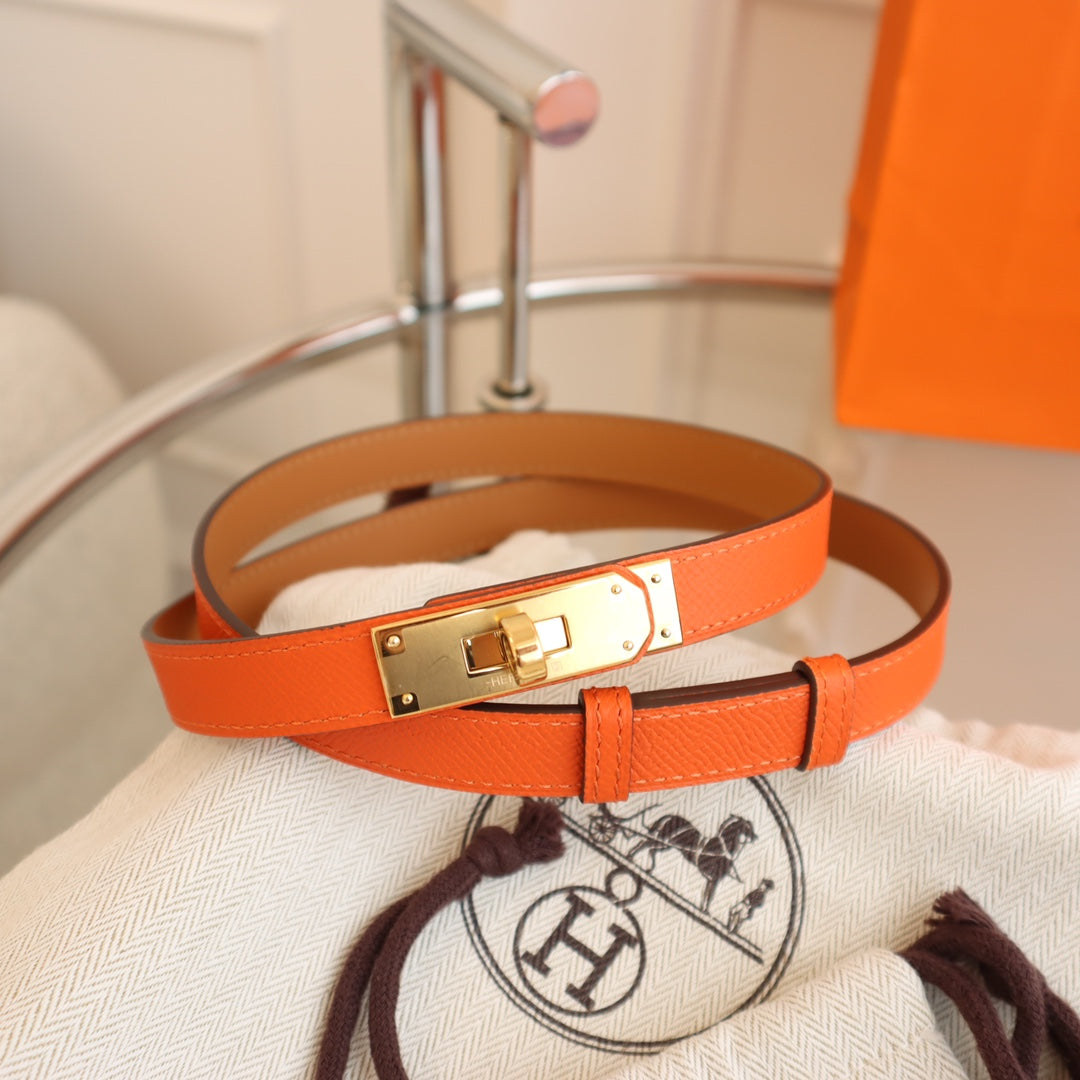 hm kelly belt 18mm orange epsom leather