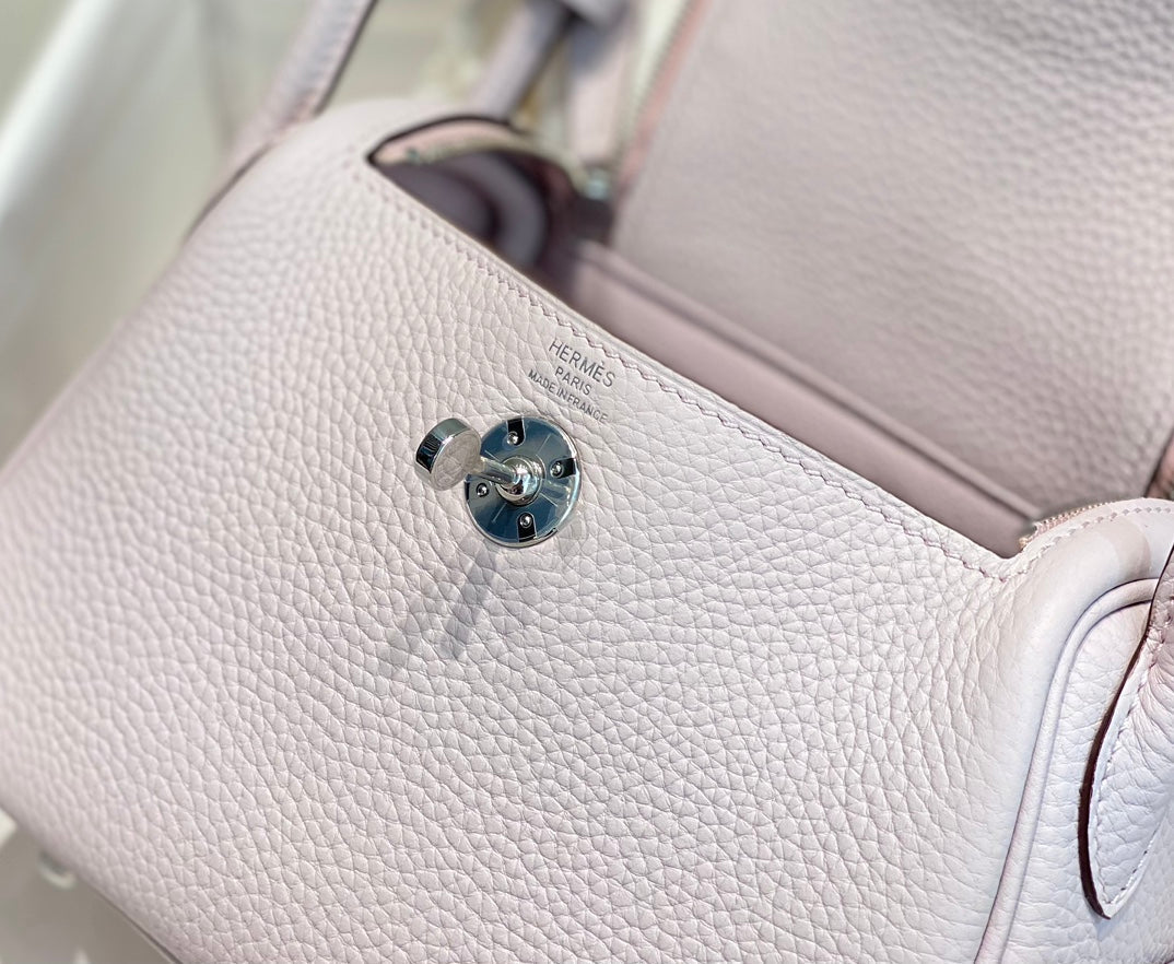 HM Mini Lindy 20cm Light Pink Clemence Leather