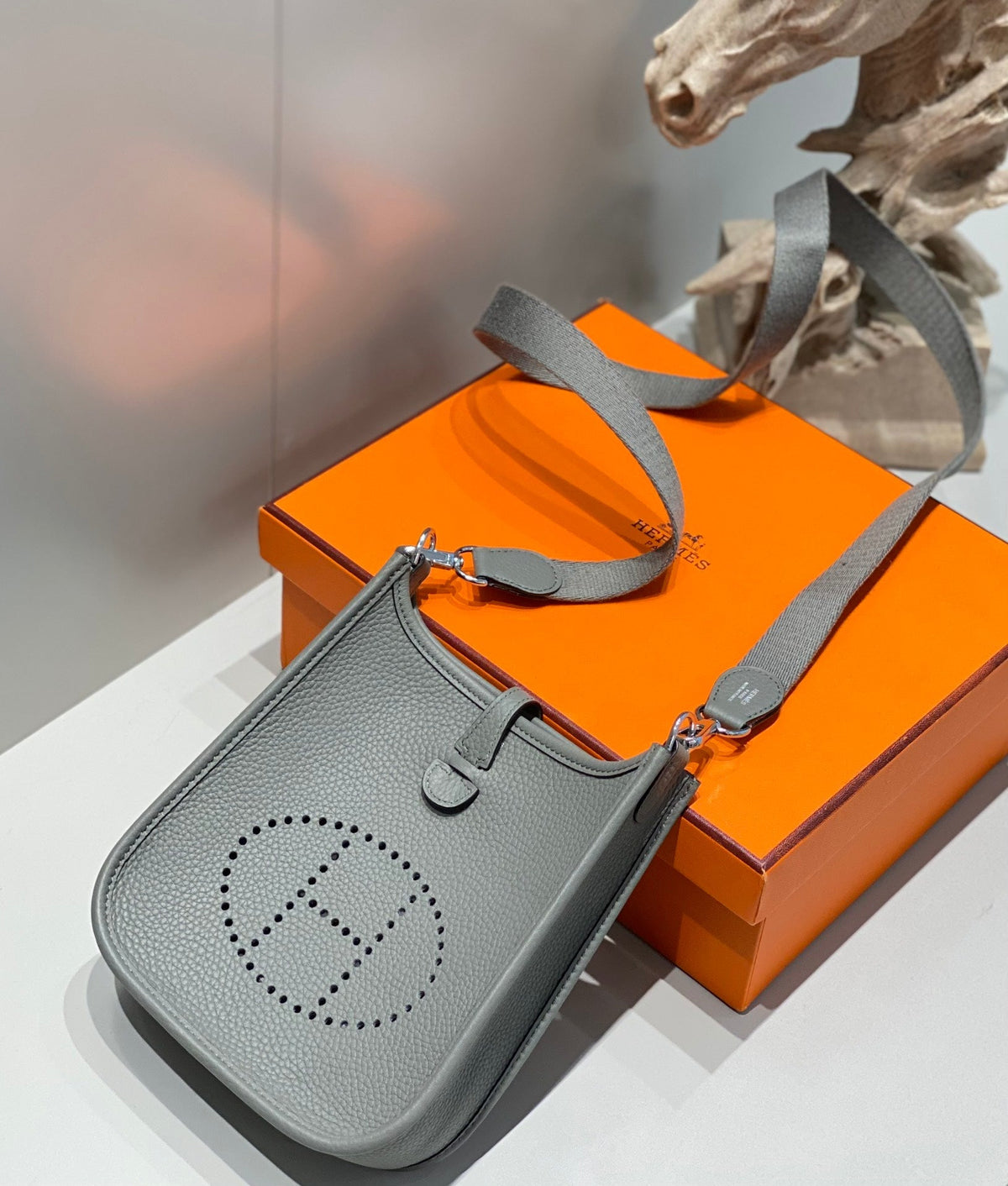 Mini Evelyne 18cm Smoke Grey Togo Silver Hardware